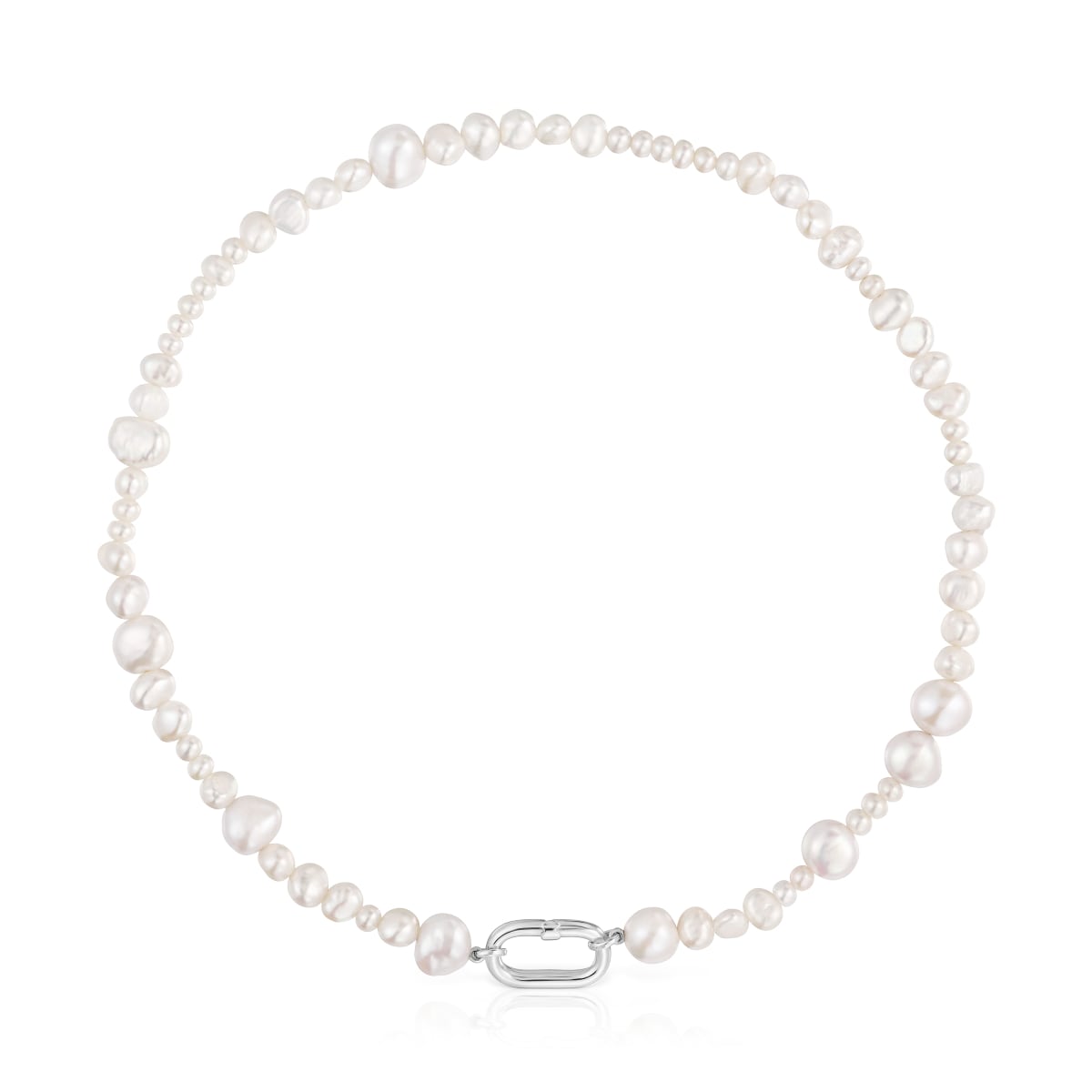Choker with cultured pearls and silver ring Hold Oval