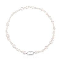 Choker with cultured pearls and silver ring Hold Oval