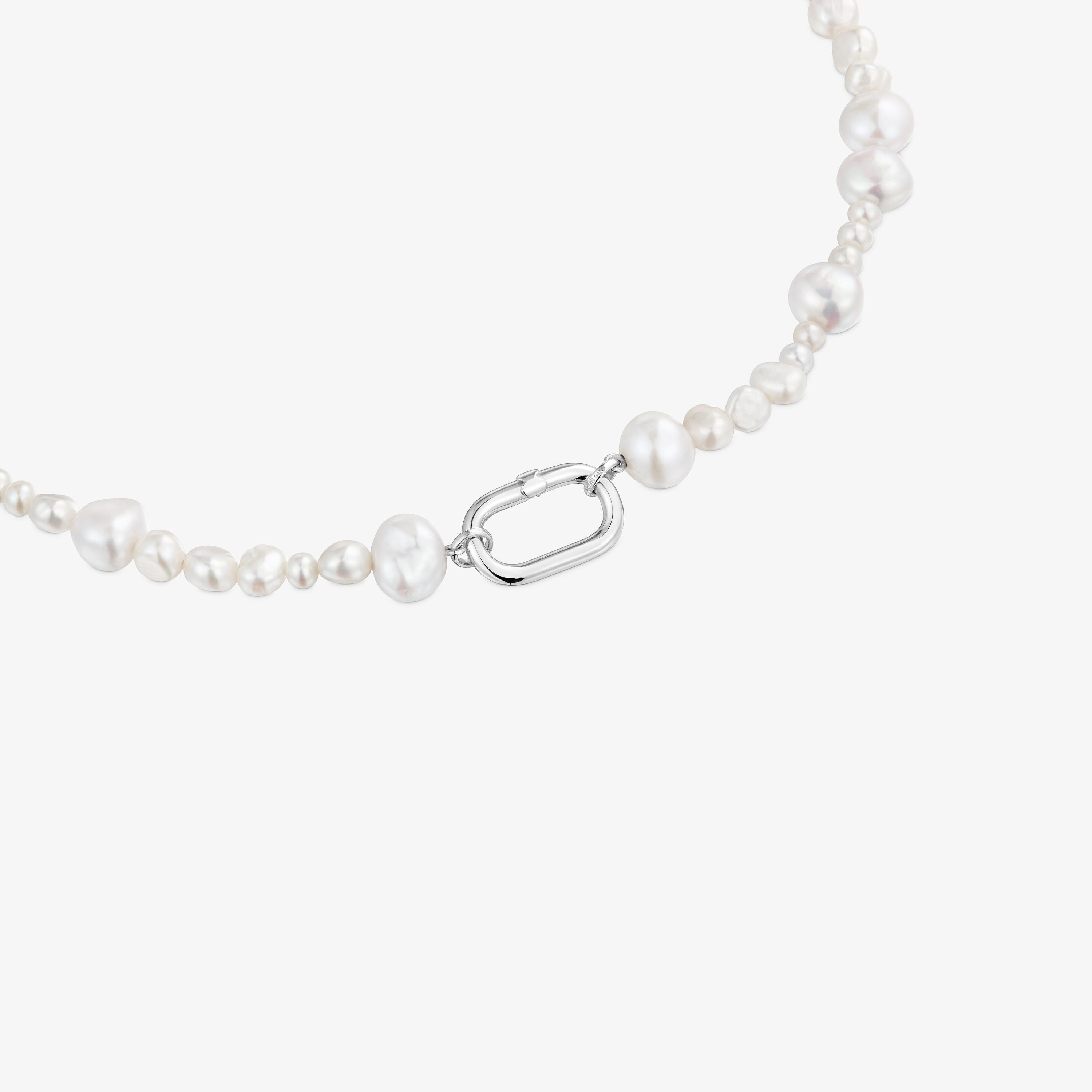 Choker with cultured pearls and silver ring Hold Oval