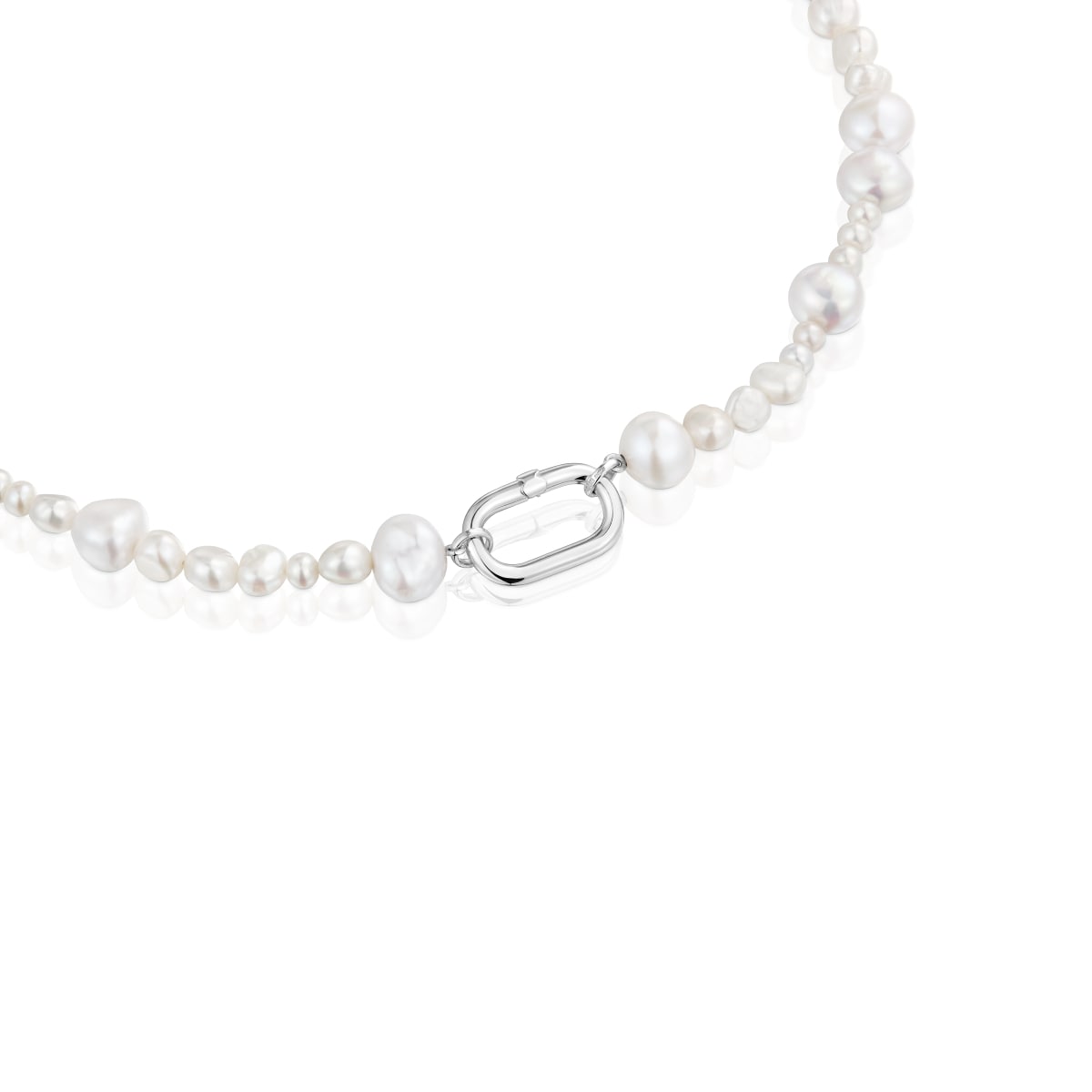 Choker with cultured pearls and silver ring Hold Oval