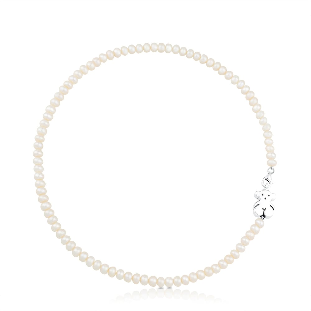 Collar con perlas cultivadas y oso de plata Sweet Dolls image number 0