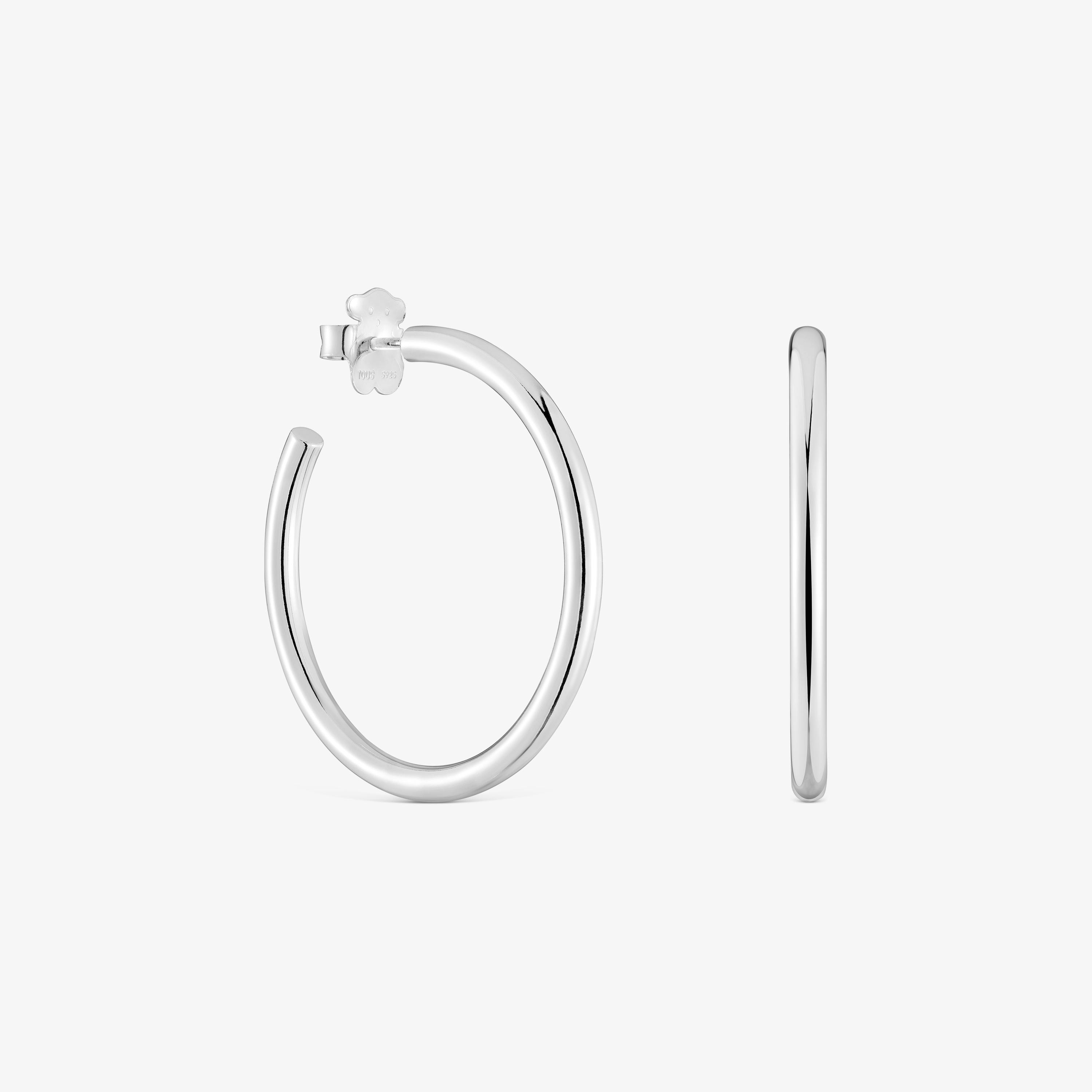 Long 27 mm silver Hoop earrings Basics