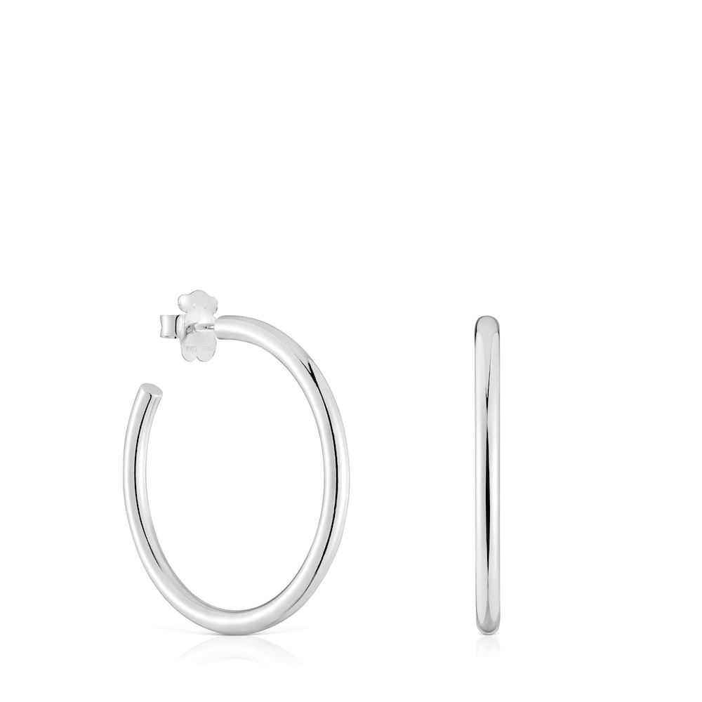 Long 27 mm silver Hoop earrings Basics image number 0