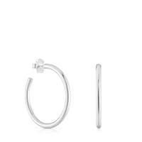 Long 27 mm silver Hoop earrings Basics