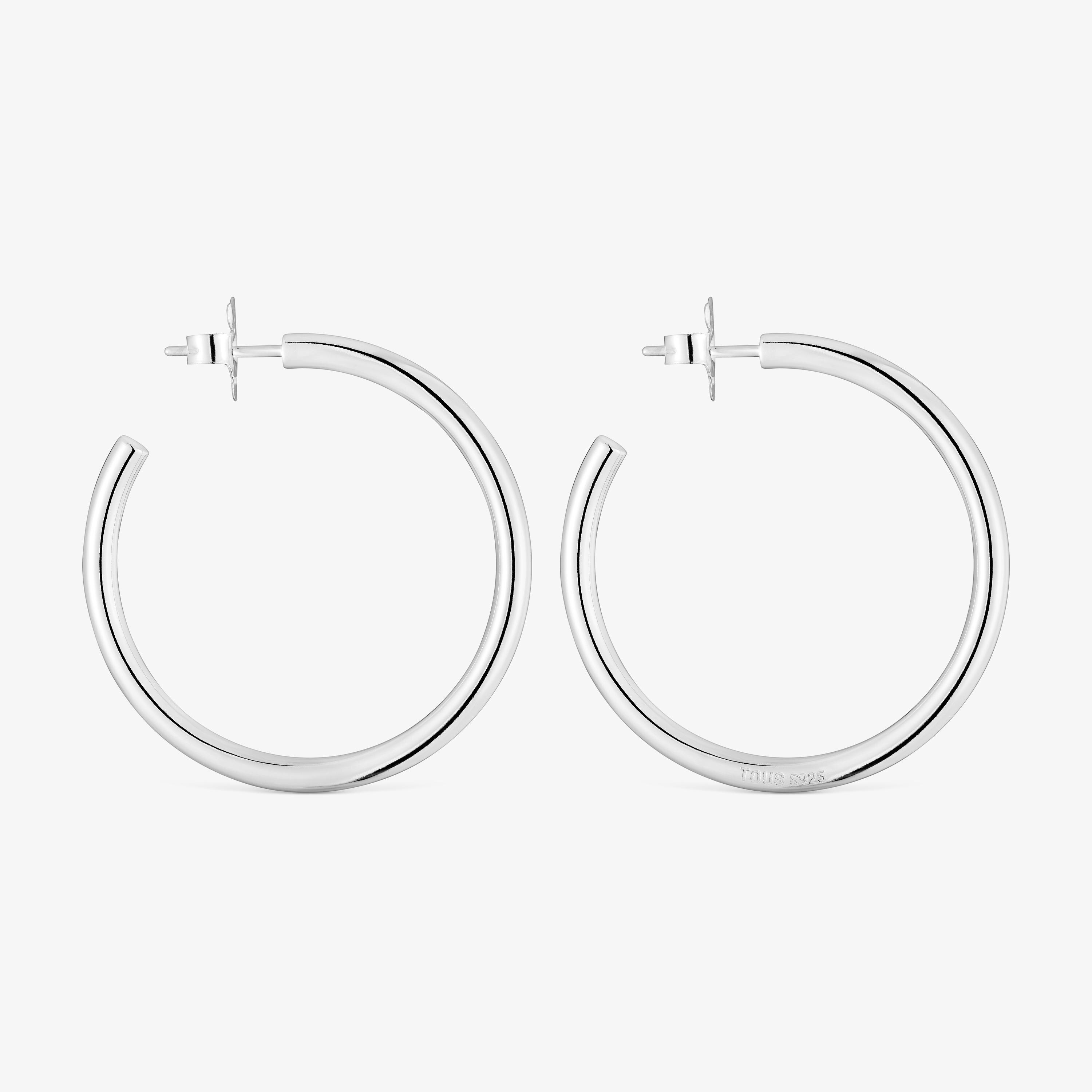 Long 27 mm silver Hoop earrings Basics