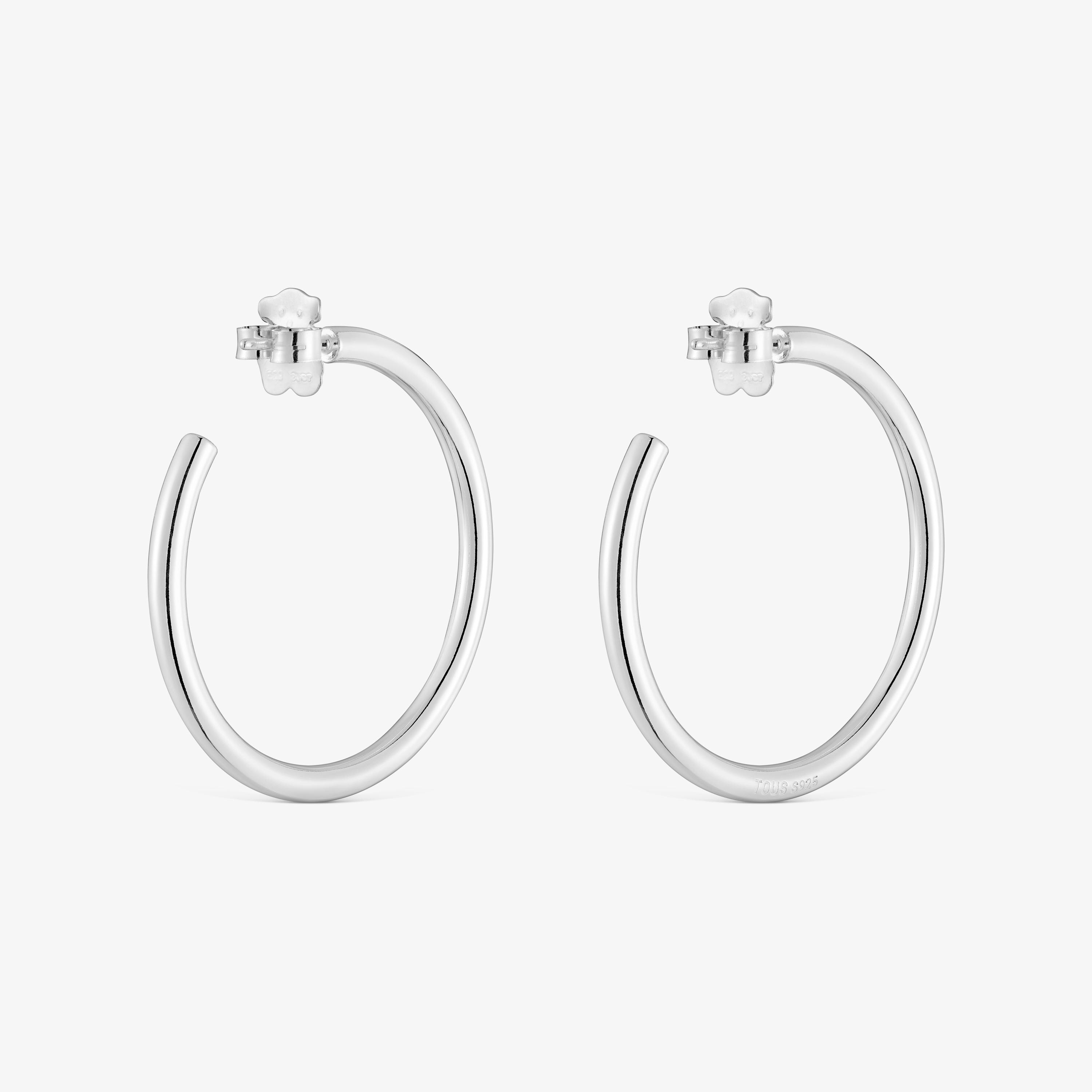 Long 27 mm silver Hoop earrings Basics
