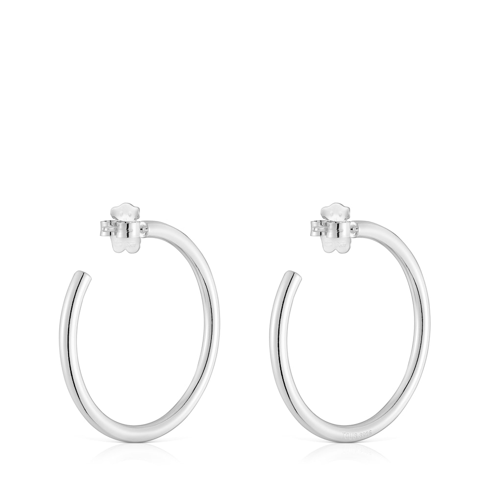 Long 27 mm silver Hoop earrings Basics image number 2