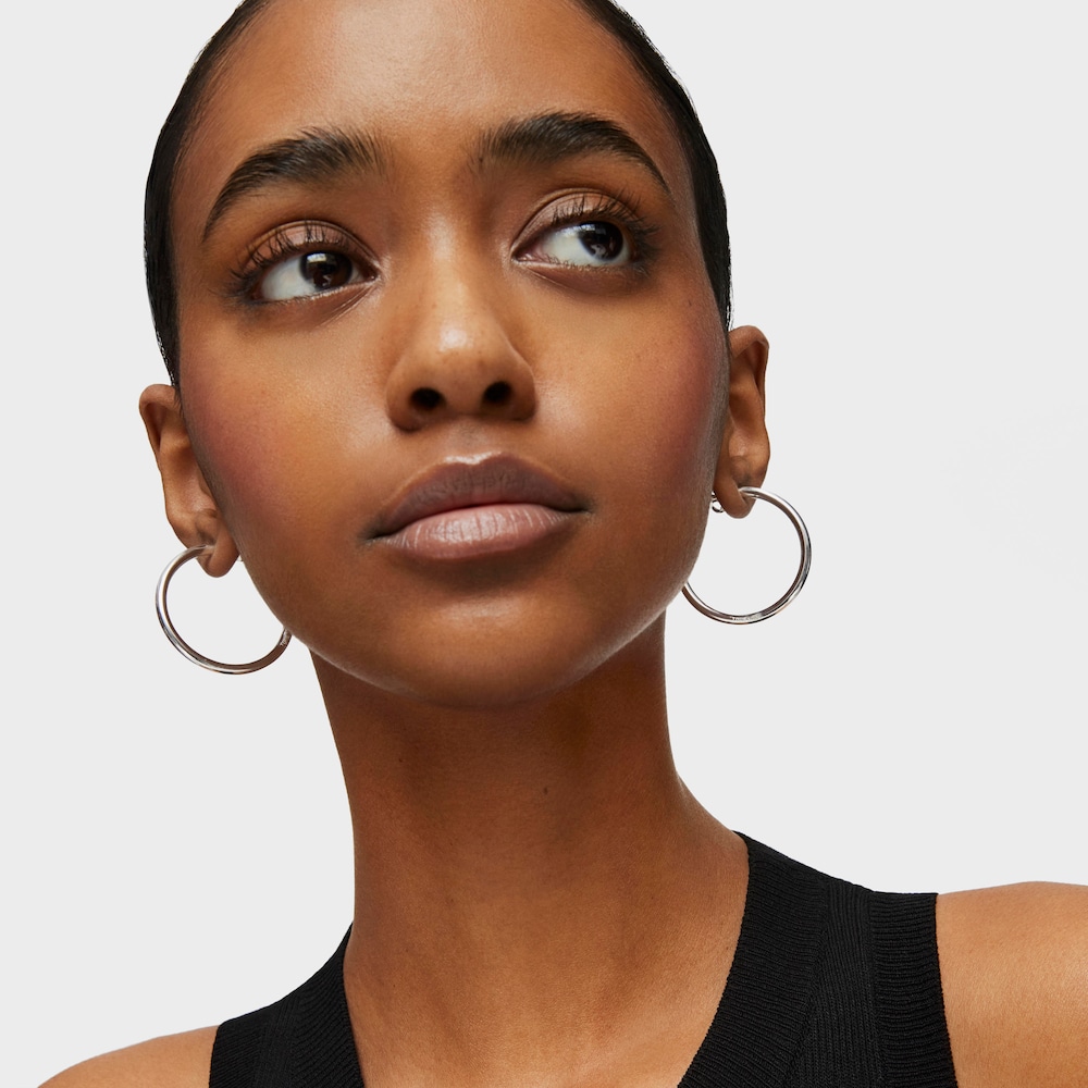 Long 27 mm silver Hoop earrings Basics image number 3