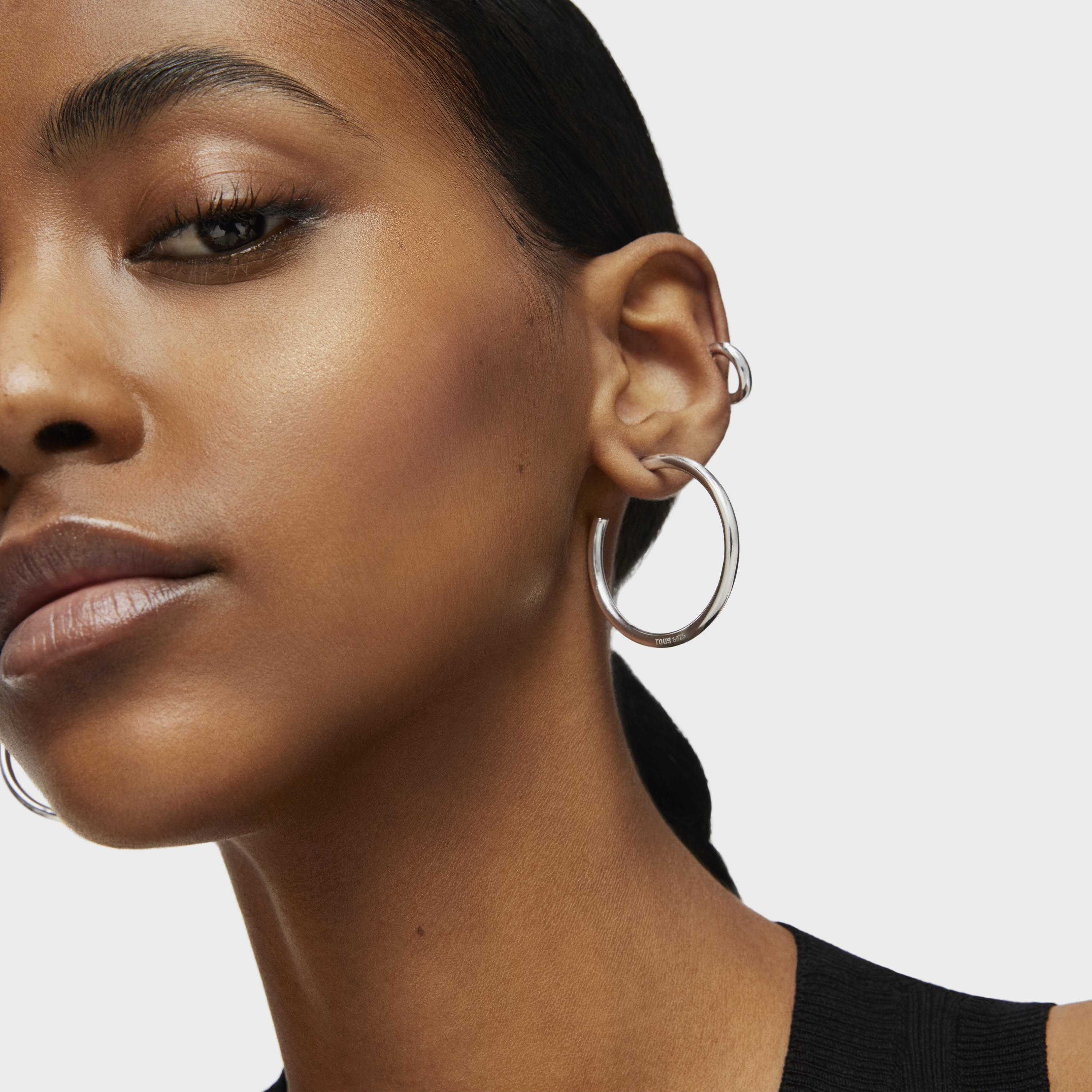 Long 27 mm silver Hoop earrings Basics