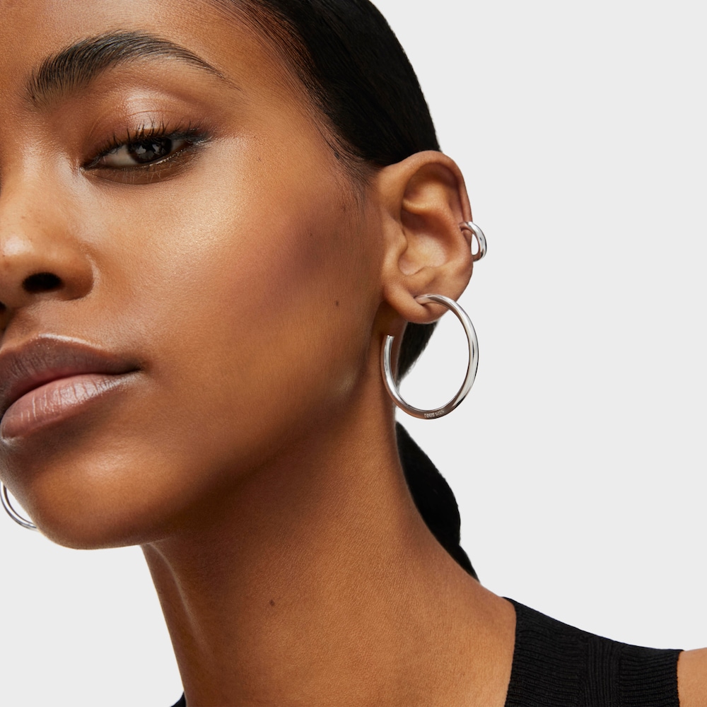 Long 27 mm silver Hoop earrings Basics image number 4