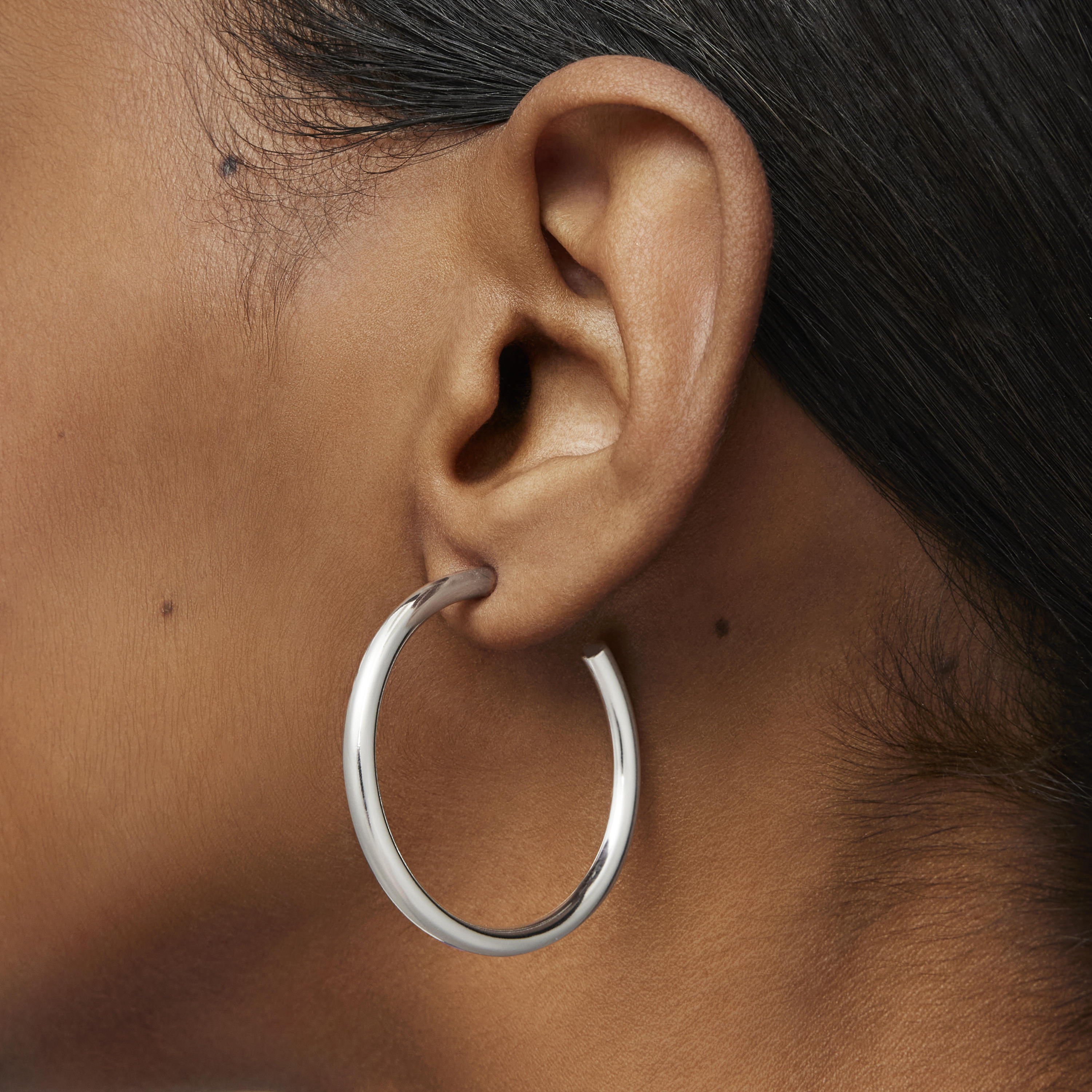 Long 27 mm silver Hoop earrings Basics