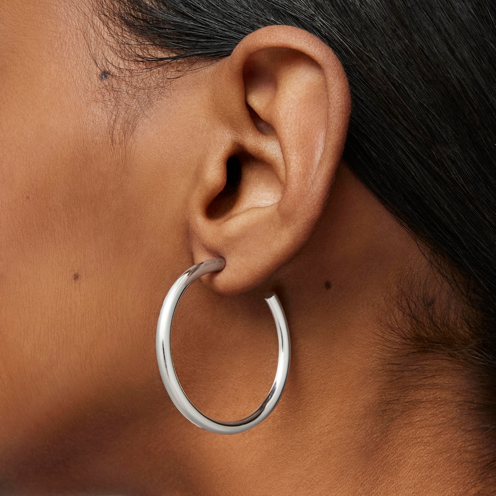 Long 27 mm silver Hoop earrings Basics image number 5