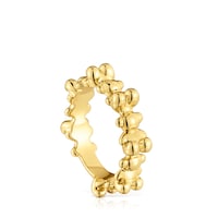 Anillo mediano con baño de oro 18 kt sobre plata y motivos oso Bold Bear
