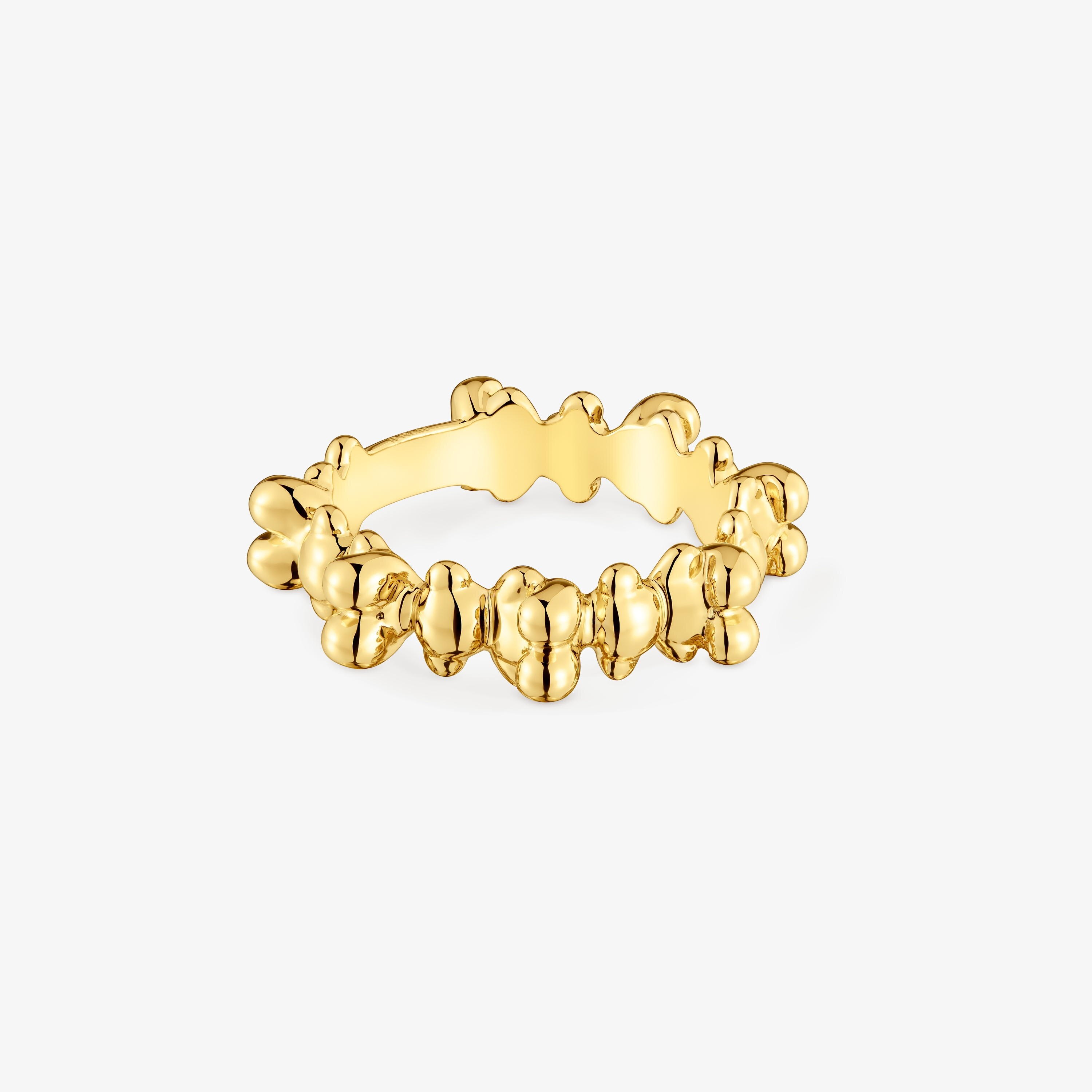 Bold bear medium Ring with 18K gold vermeil and motifs