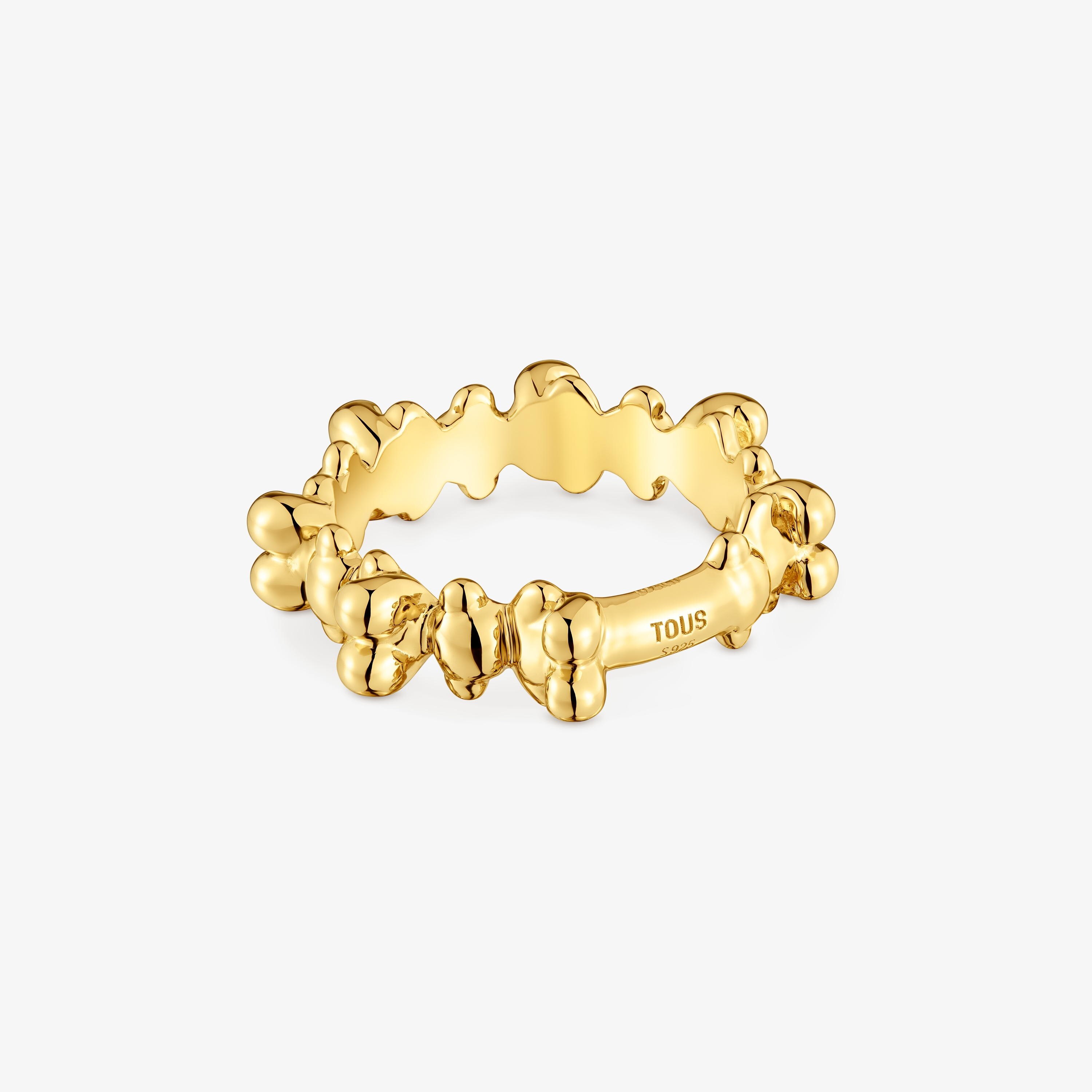 Bold bear medium Ring with 18K gold vermeil and motifs