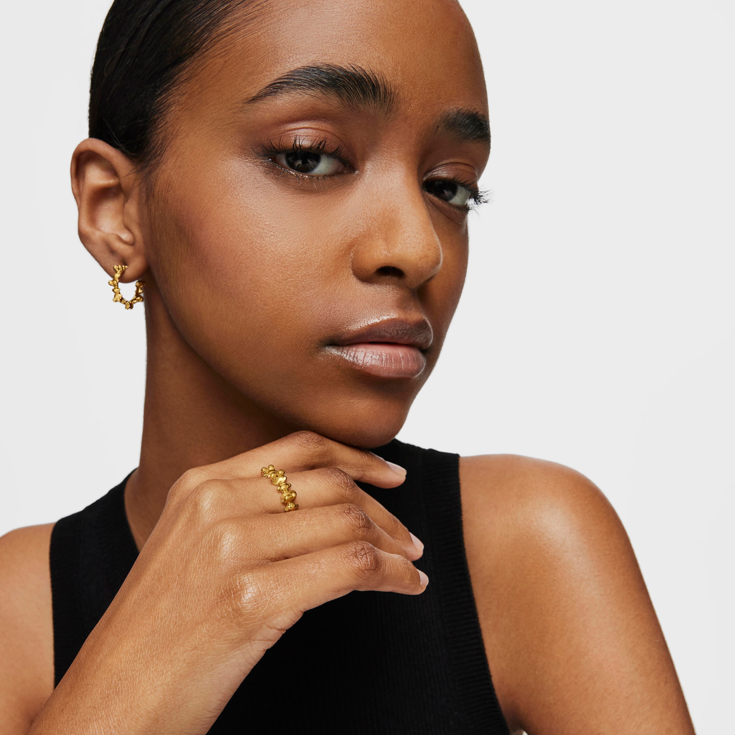 Bold bear medium Ring with 18K gold vermeil and motifs