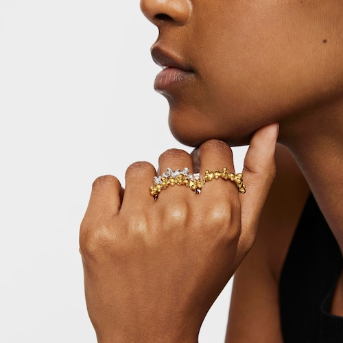 Bold Bear medium Ring with 18kt gold plating over silver and bear motifs