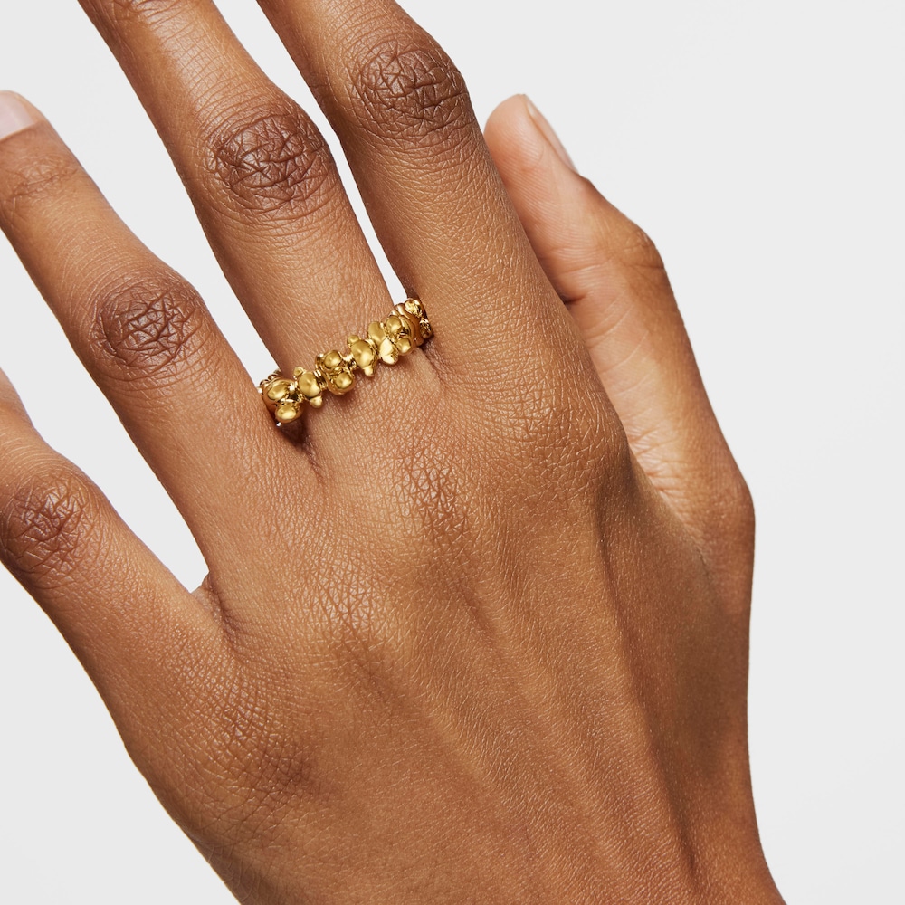 Anillo mediano con baño de oro 18 kt sobre plata y motivos oso Bold Bear image number 5