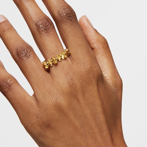 Bold Bear medium Ring with 18kt gold plating over silver and bear motifs
