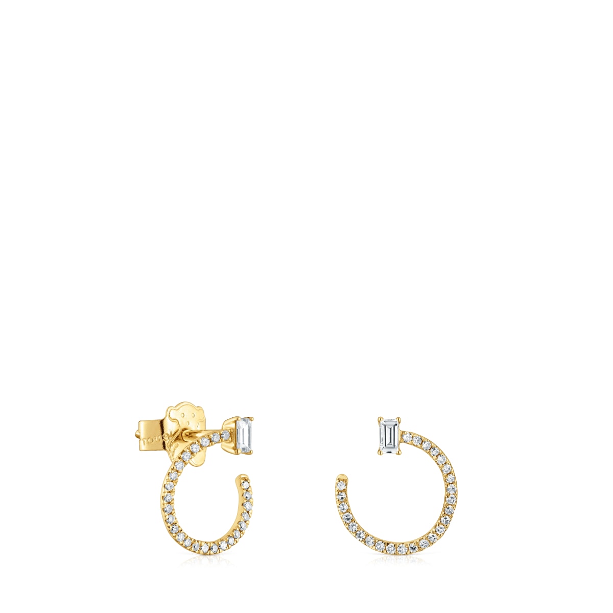 Gold half-circle Earrings with diamonds Les Classiques