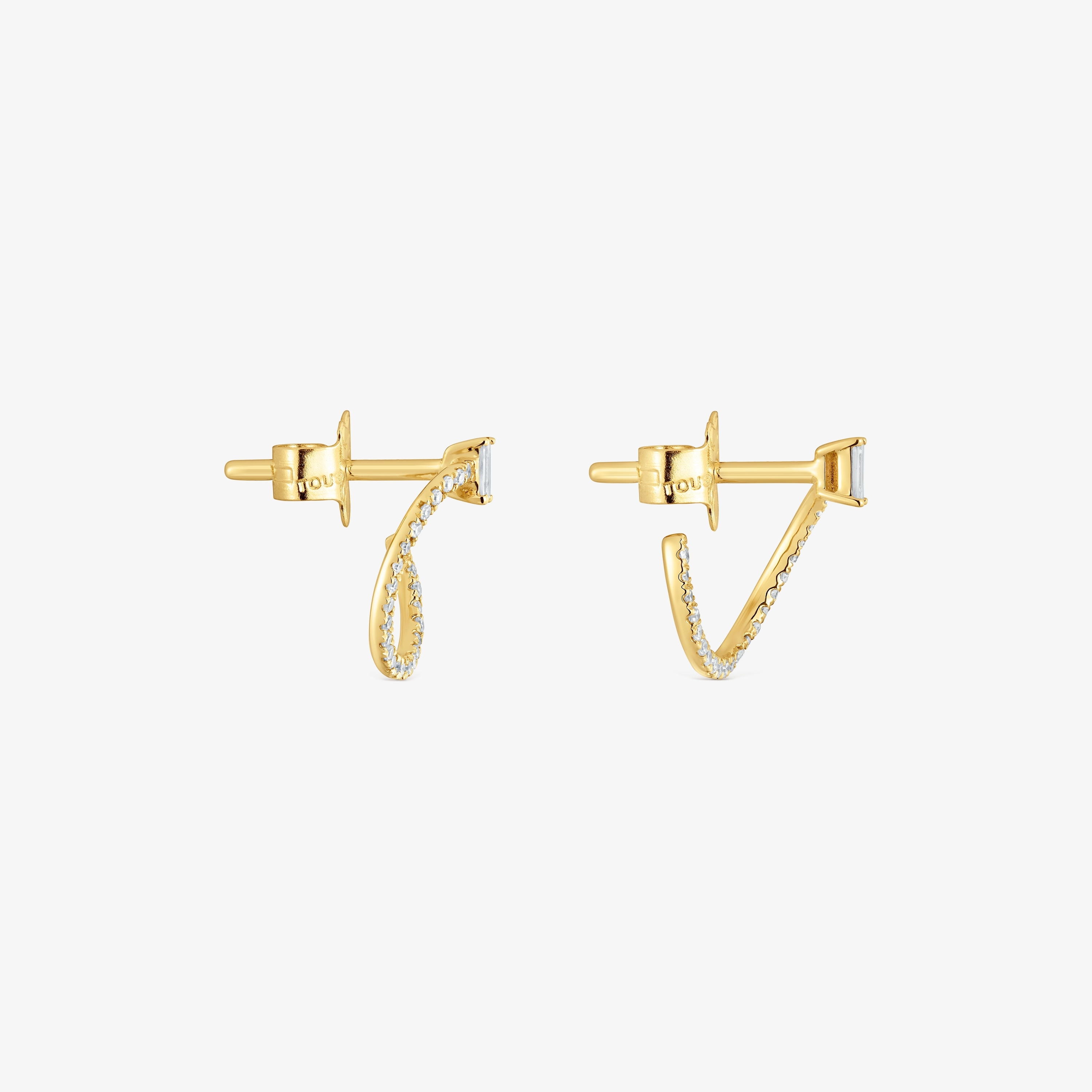 18K solid gold half-circle Earrings with diamonds Les Classiques
