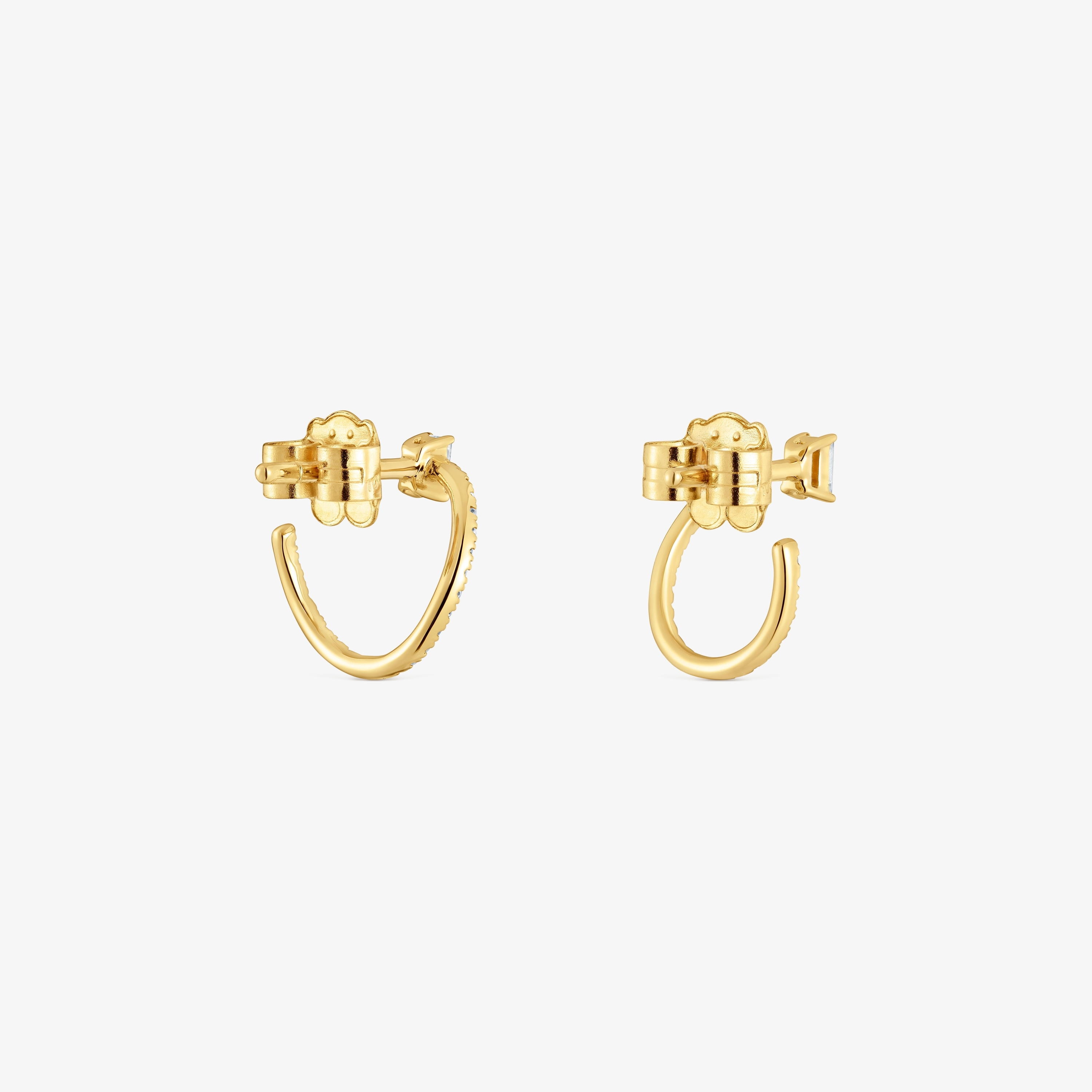 18K solid gold half-circle Earrings with diamonds Les Classiques