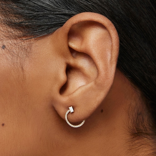 Gold half-circle Earrings with diamonds Les Classiques
