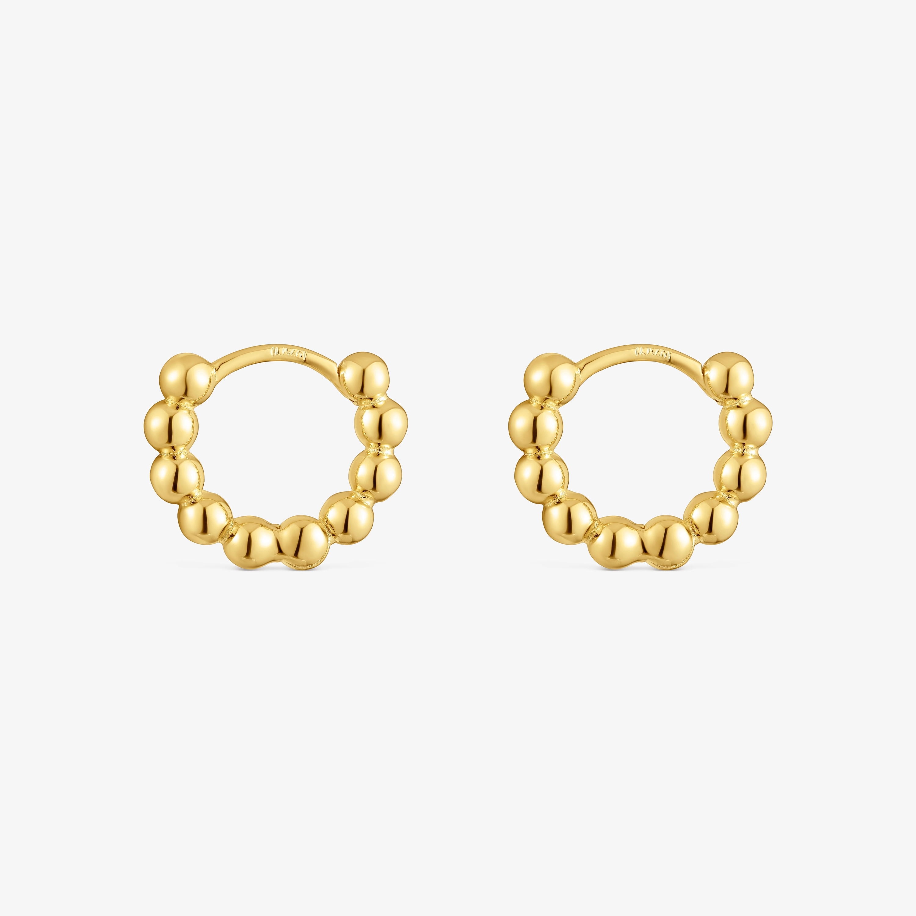 Gloss 10 mm small Hoop earrings with charms with 18K gold vermeil