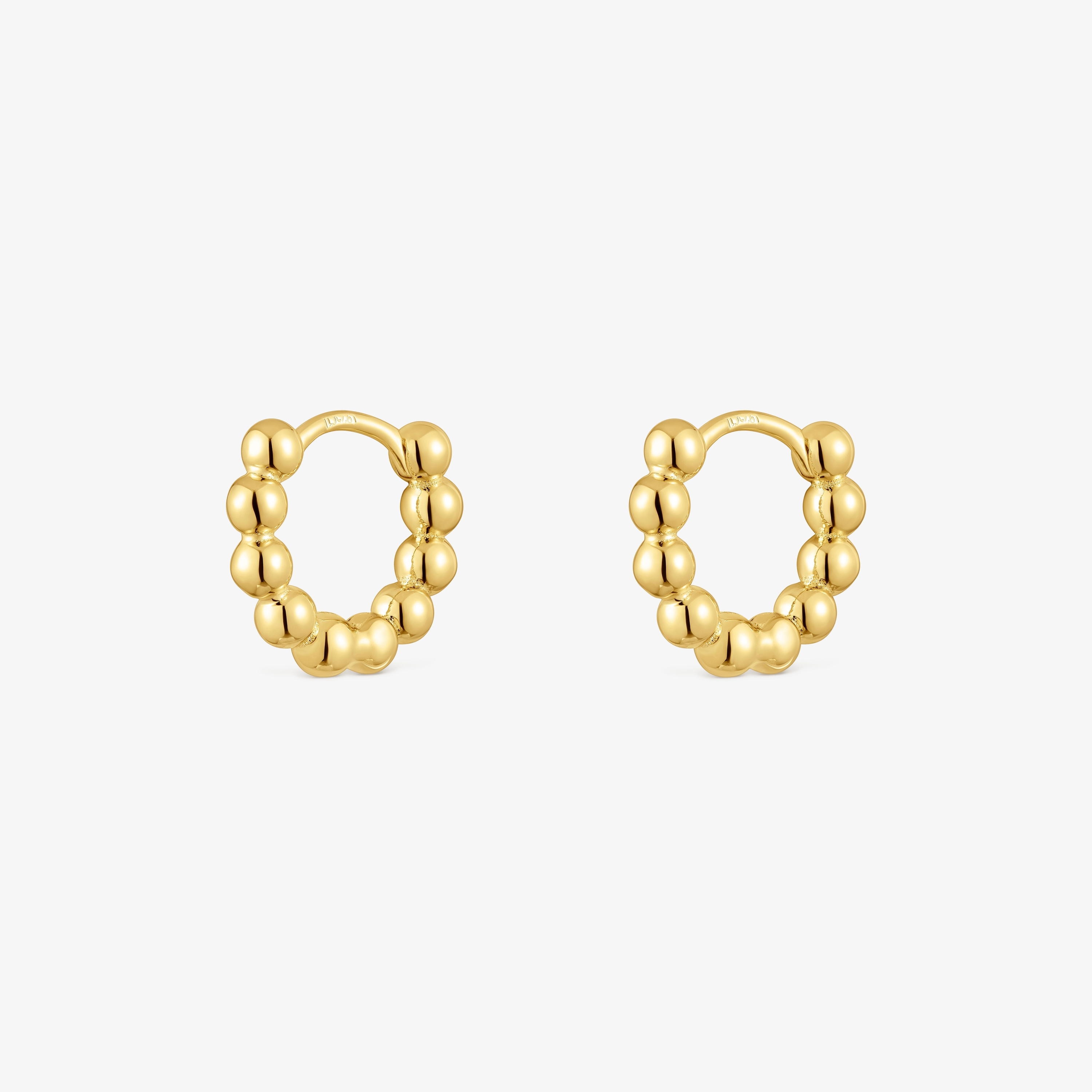 Gloss 10 mm small Hoop earrings with charms with 18K gold vermeil