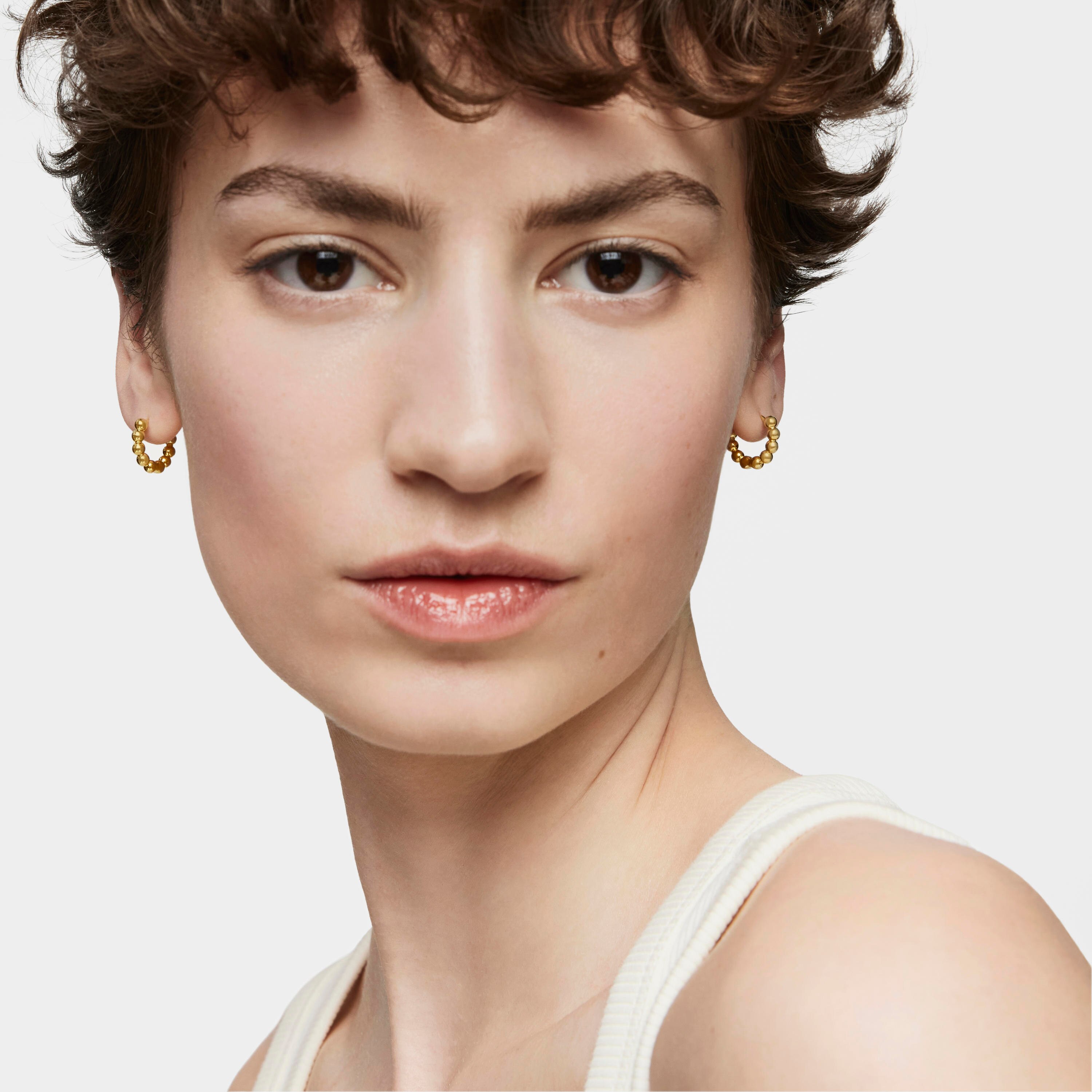 Gloss 10 mm small Hoop earrings with charms with 18K gold vermeil