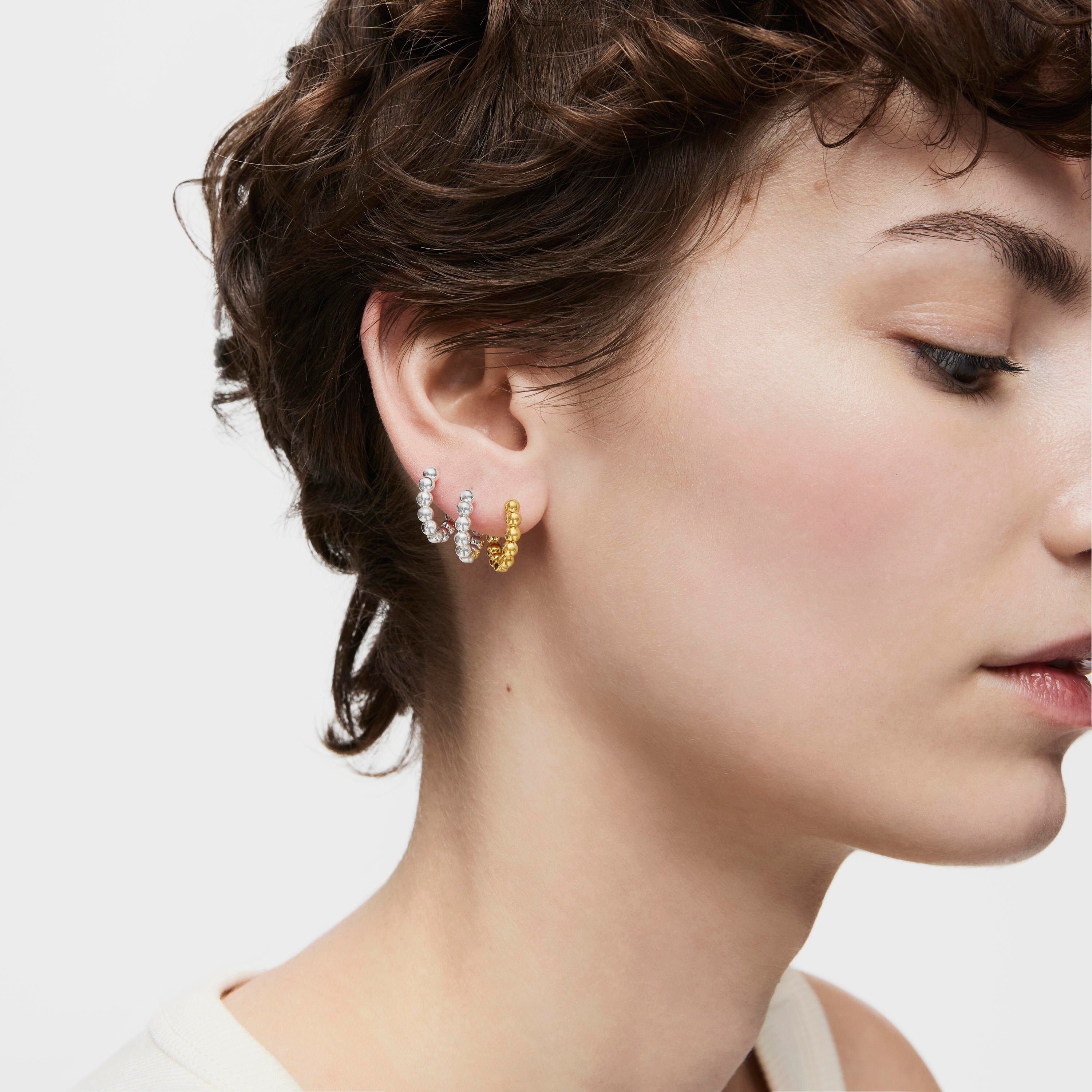 Gloss 10 mm small Hoop earrings with charms with 18K gold vermeil