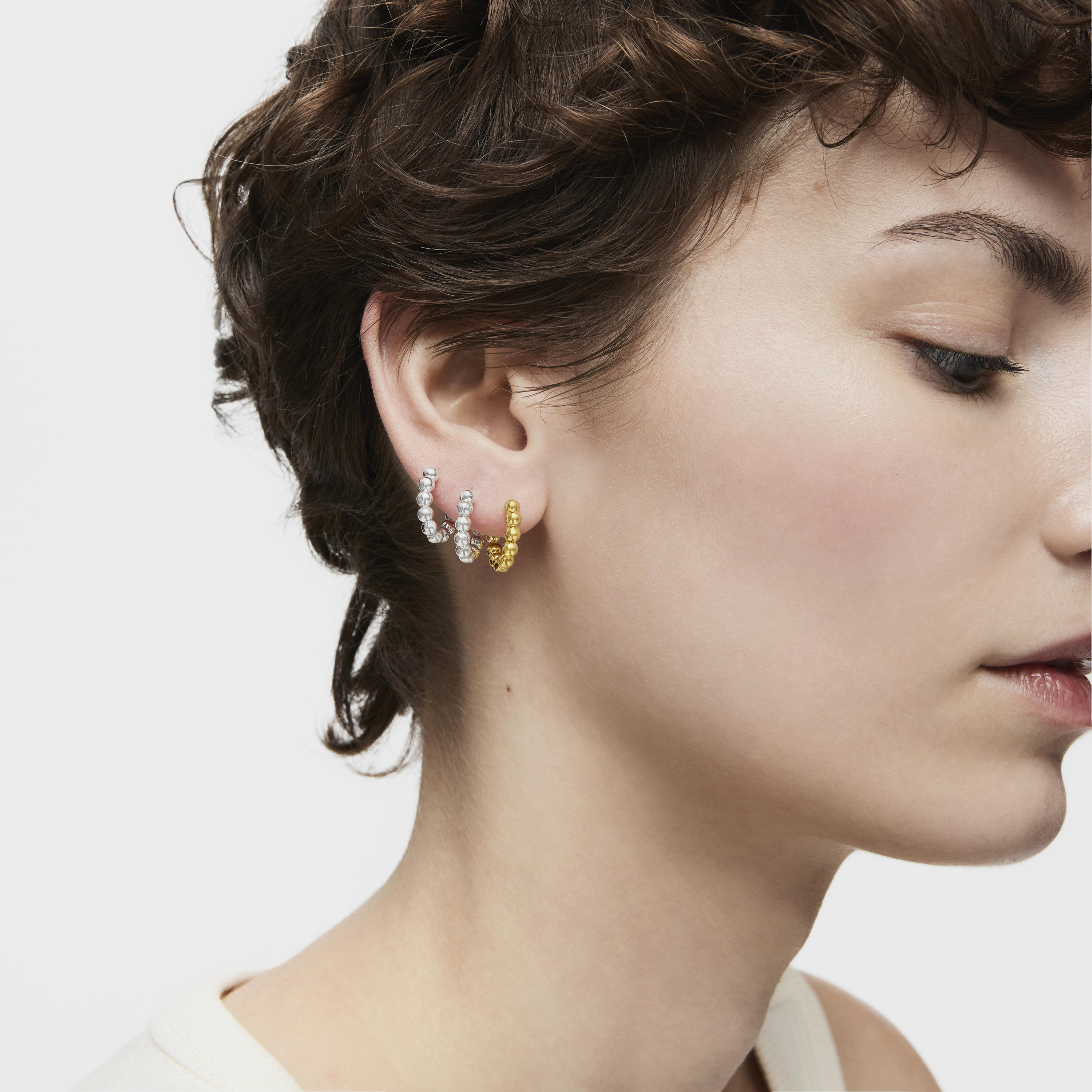 Gloss 10 mm small Hoop earrings with charms with 18kt gold plating over silver