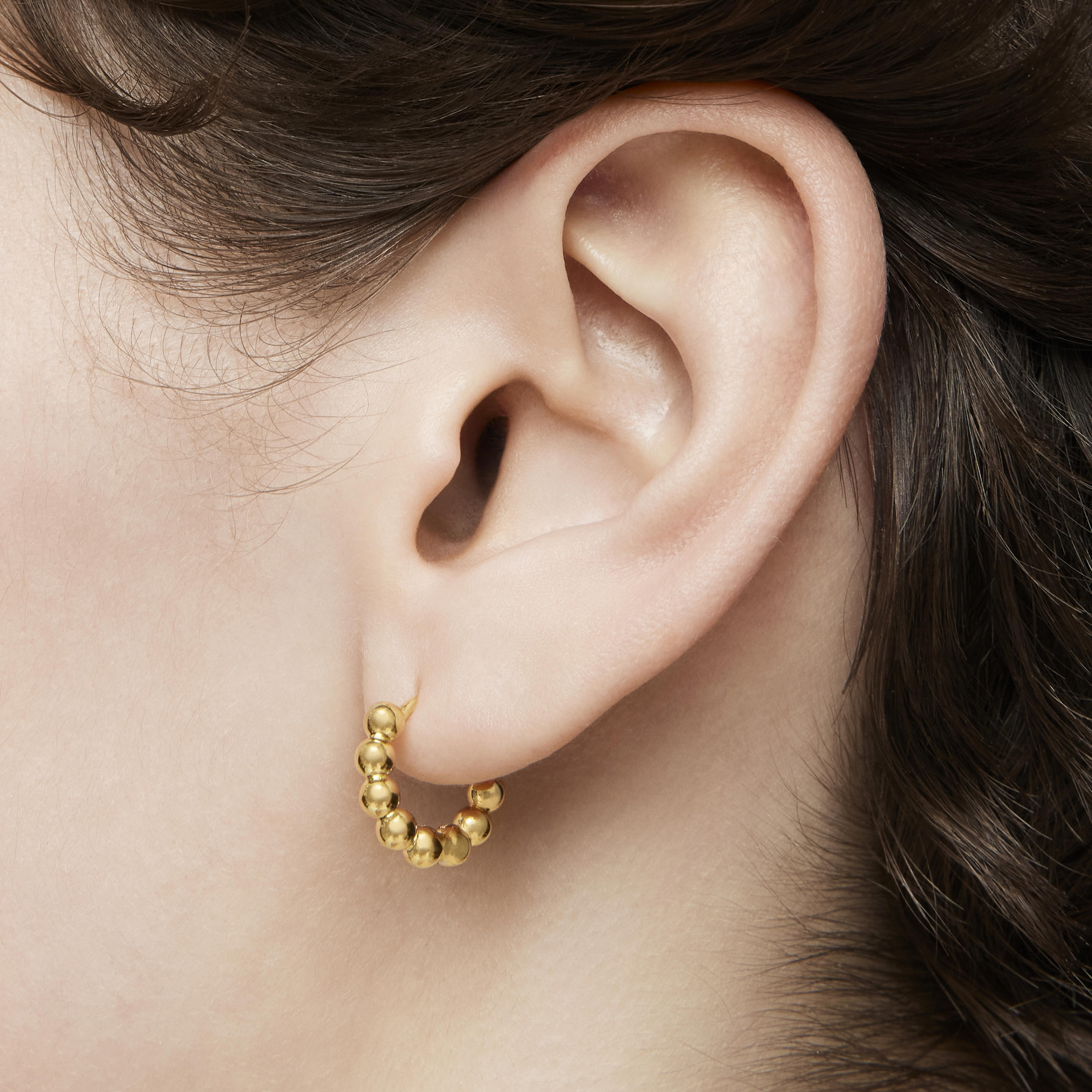 Gloss 10 mm small Hoop earrings with charms with 18kt gold plating over silver