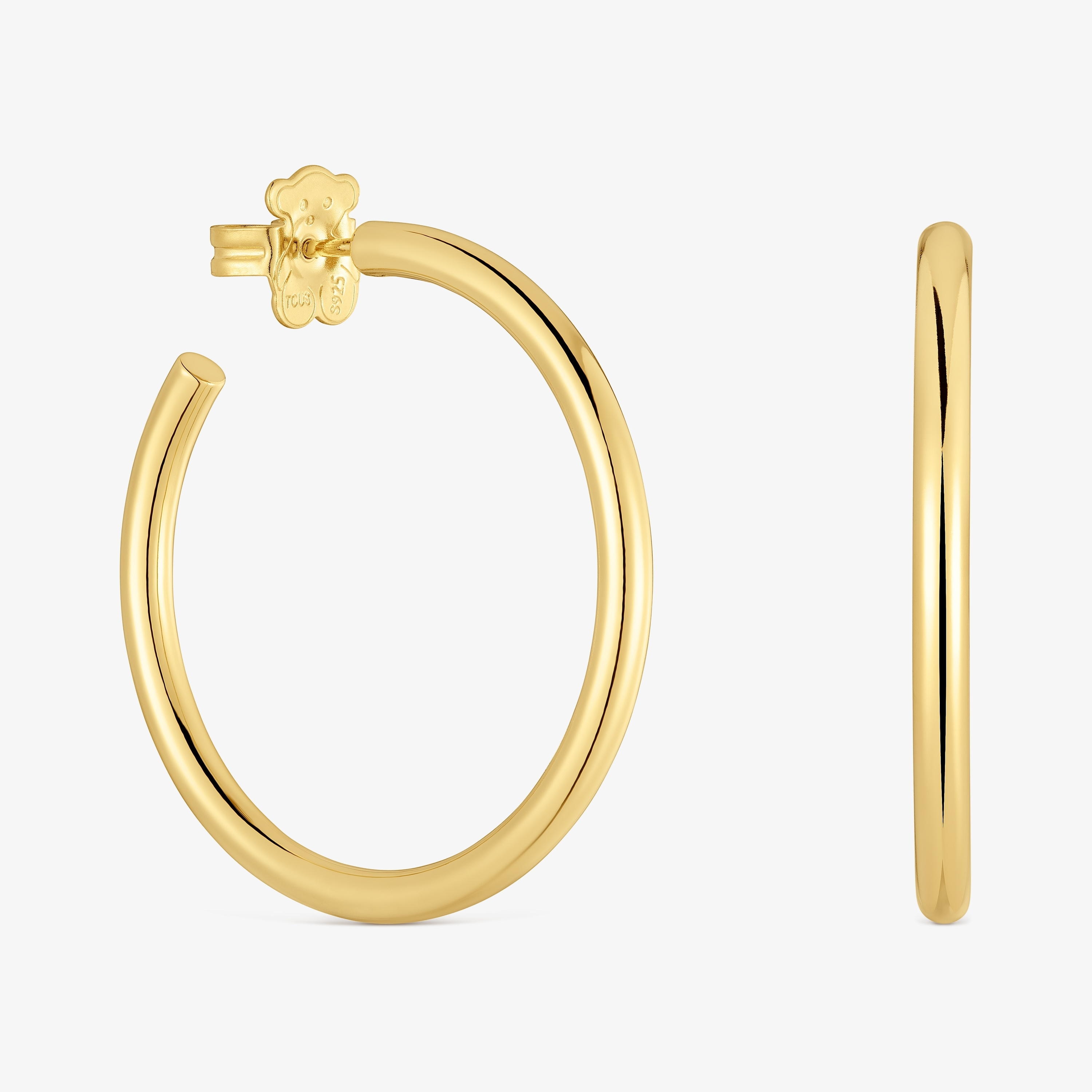 Long 38 mm Hoop earrings with 18K gold vermeil Basics
