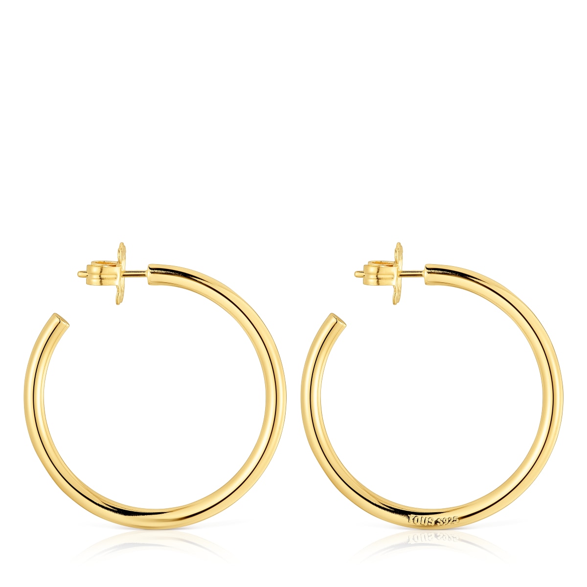 Long 38 mm Hoop earrings with 18kt gold plating over silver Basics