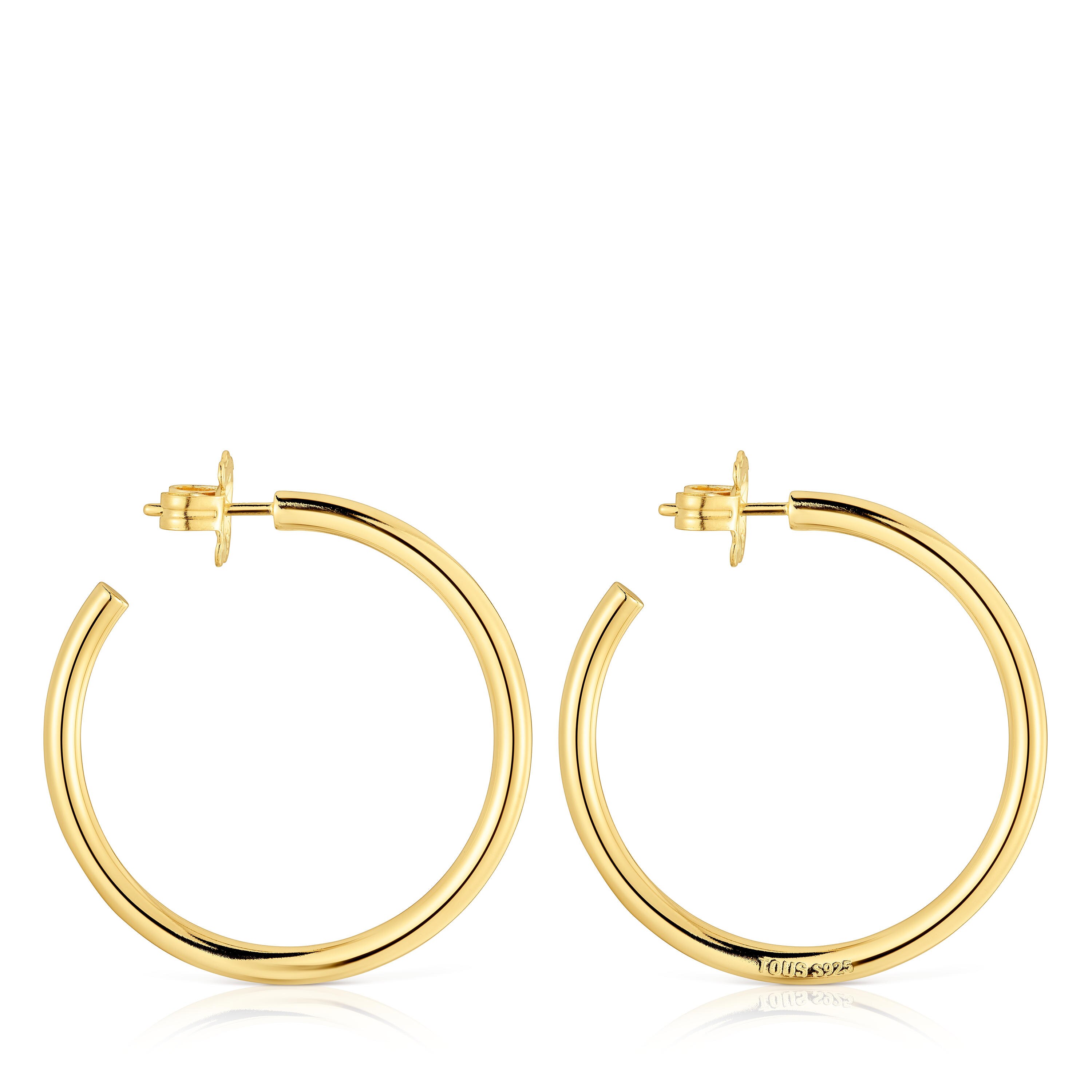 Pendientes de aro largos con baño de oro 18 kt sobre plata 38 mm Basics