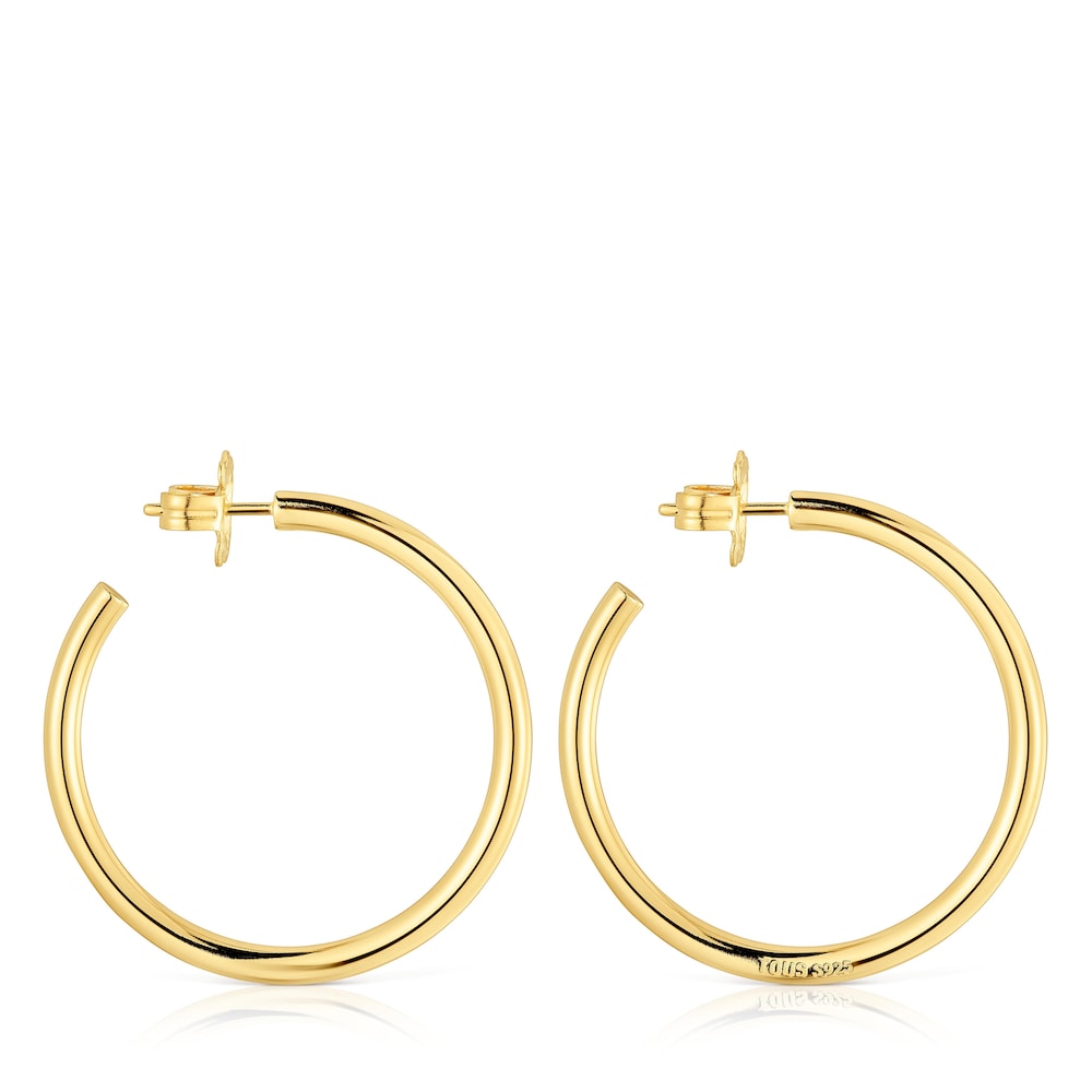 Long 38 mm Hoop earrings with 18kt gold plating over silver Basics