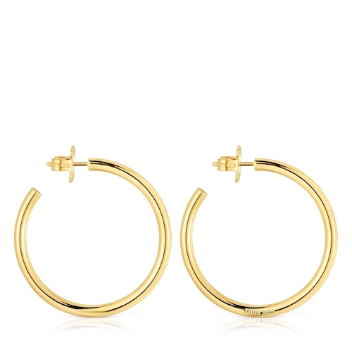 Pendientes de aro largos con baño de oro 18 kt sobre plata 38 mm Basics