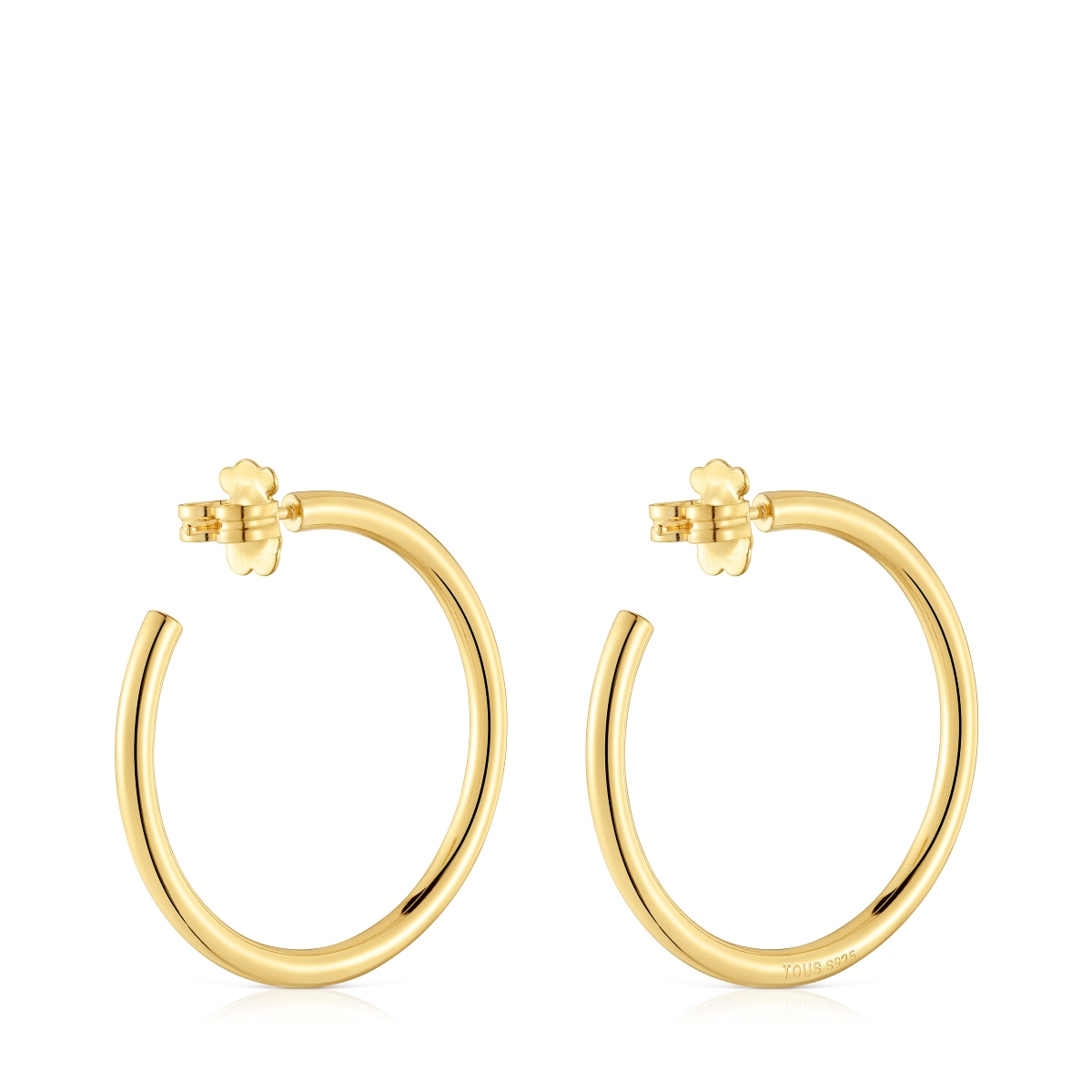 Long 38 mm Hoop earrings with 18kt gold plating over silver Basics