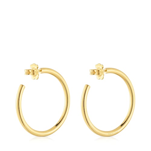 Pendientes de aro largos con baño de oro 18 kt sobre plata 38 mm Basics