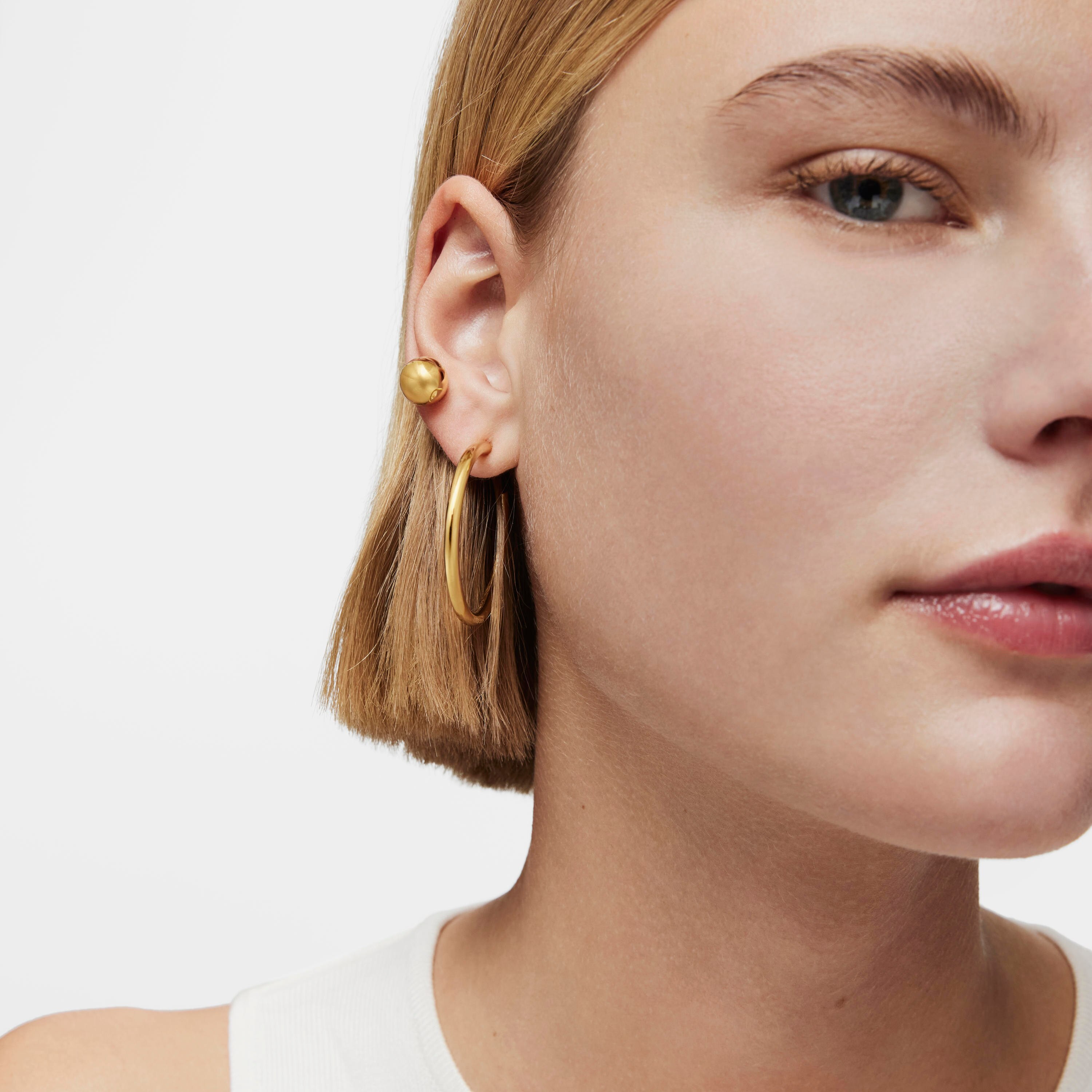 Pendientes de aro largos con baño de oro 18 kt sobre plata 38 mm Basics