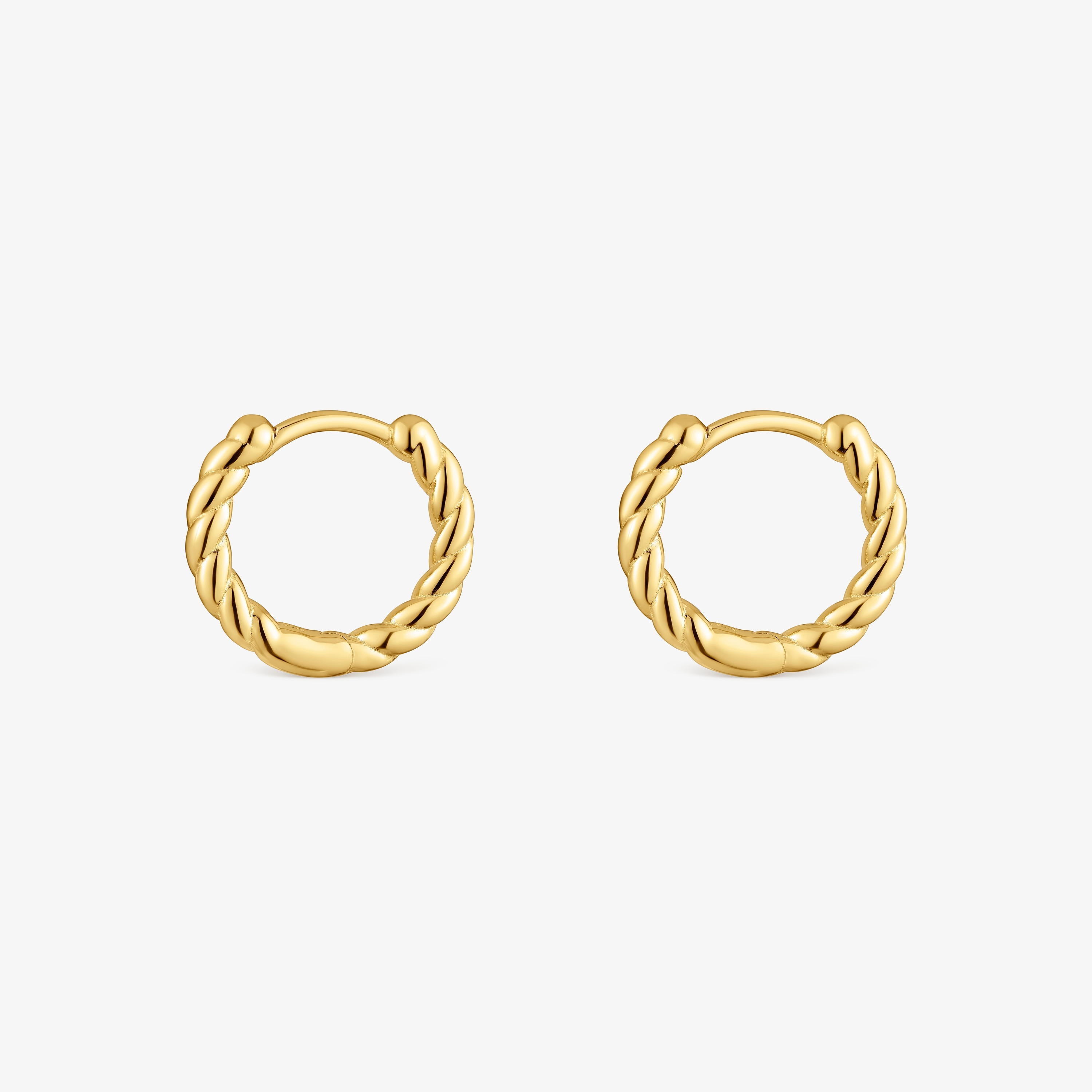 Basics 10 mm 18K gold vermeil short braided Earrings