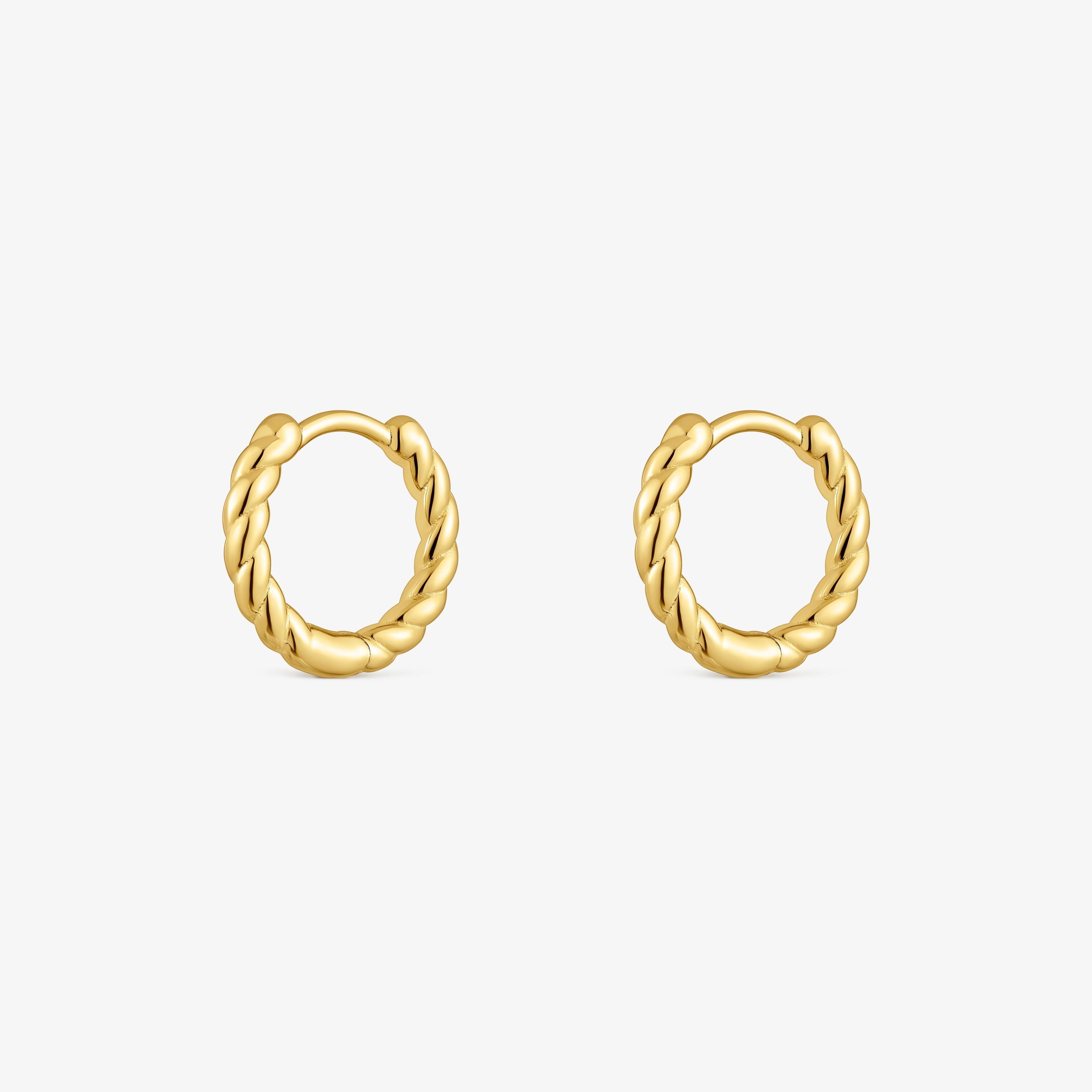 Basics 10 mm 18K gold vermeil short braided Earrings