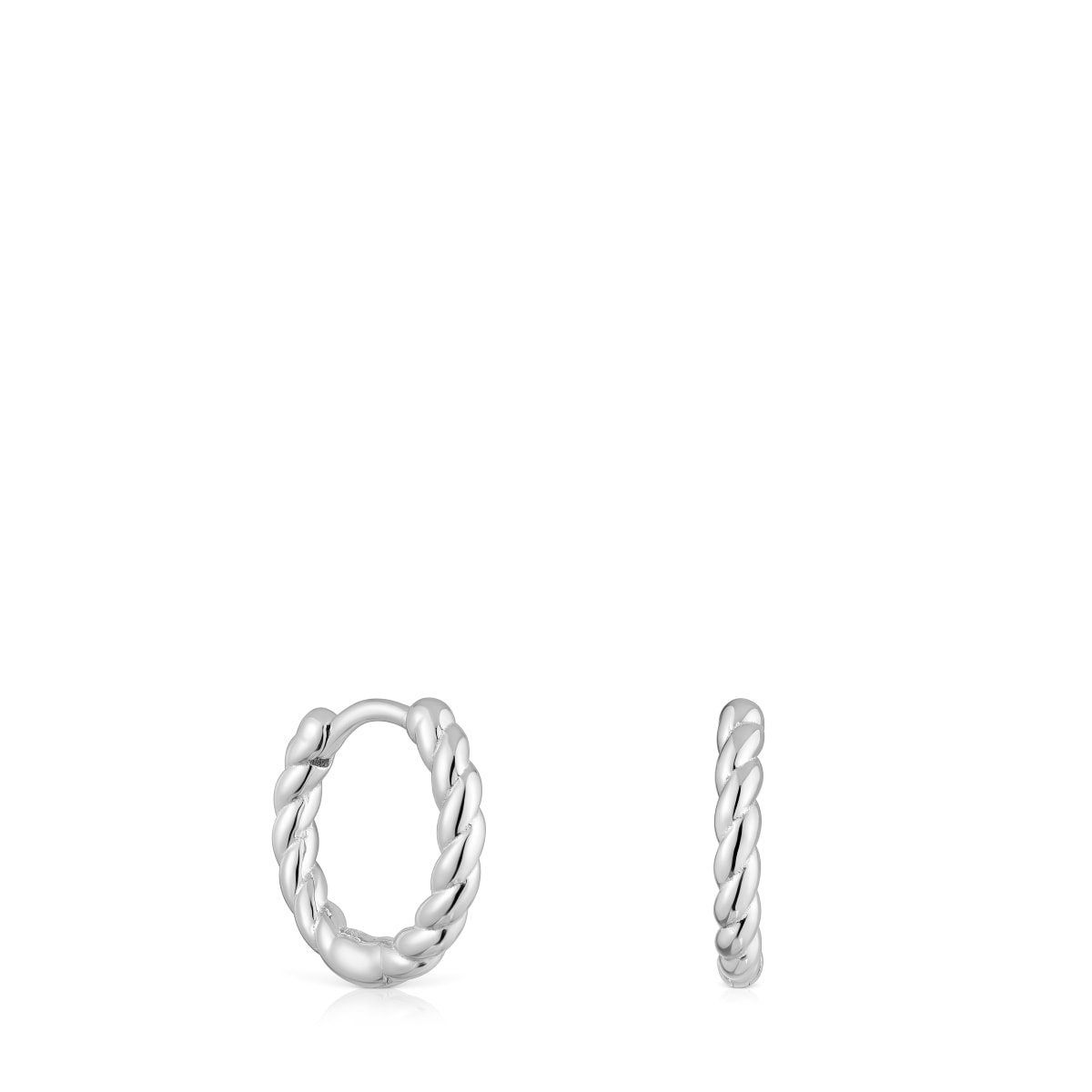 Pendientes cortos de aro trenzado de plata 10 mm Basics