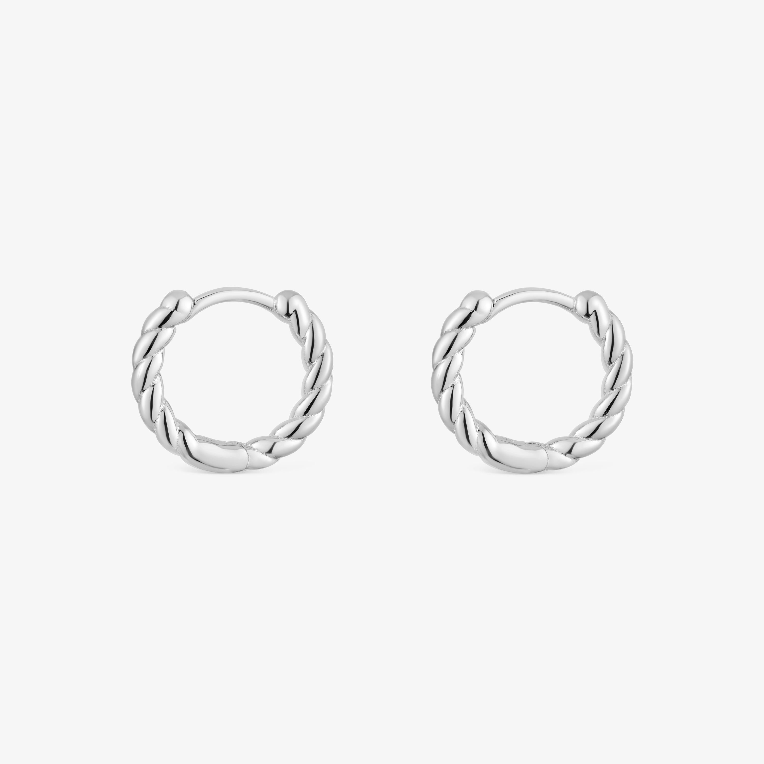 Basics 10 mm silver short braided Earrings