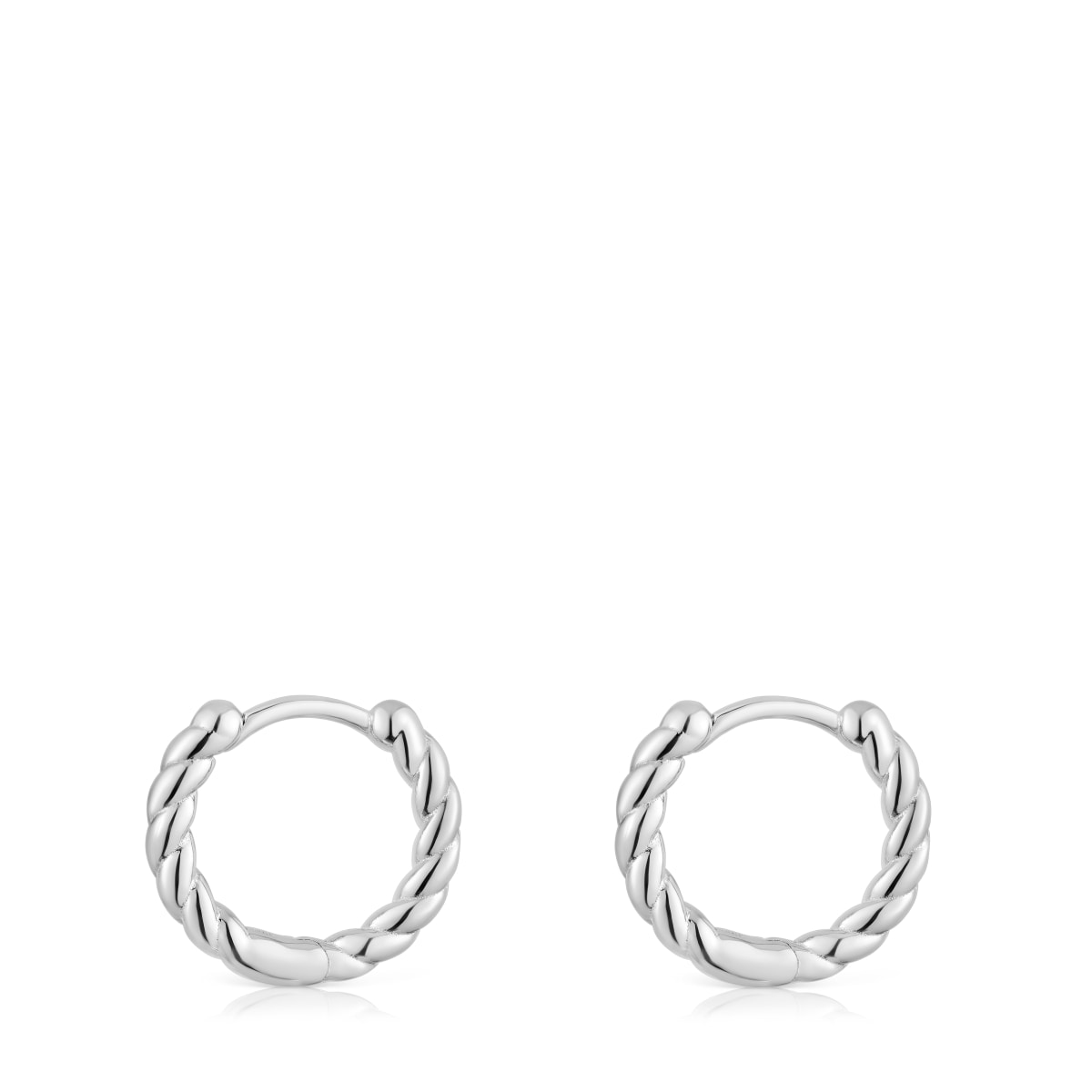 Pendientes cortos de aro trenzado de plata 10 mm Basics