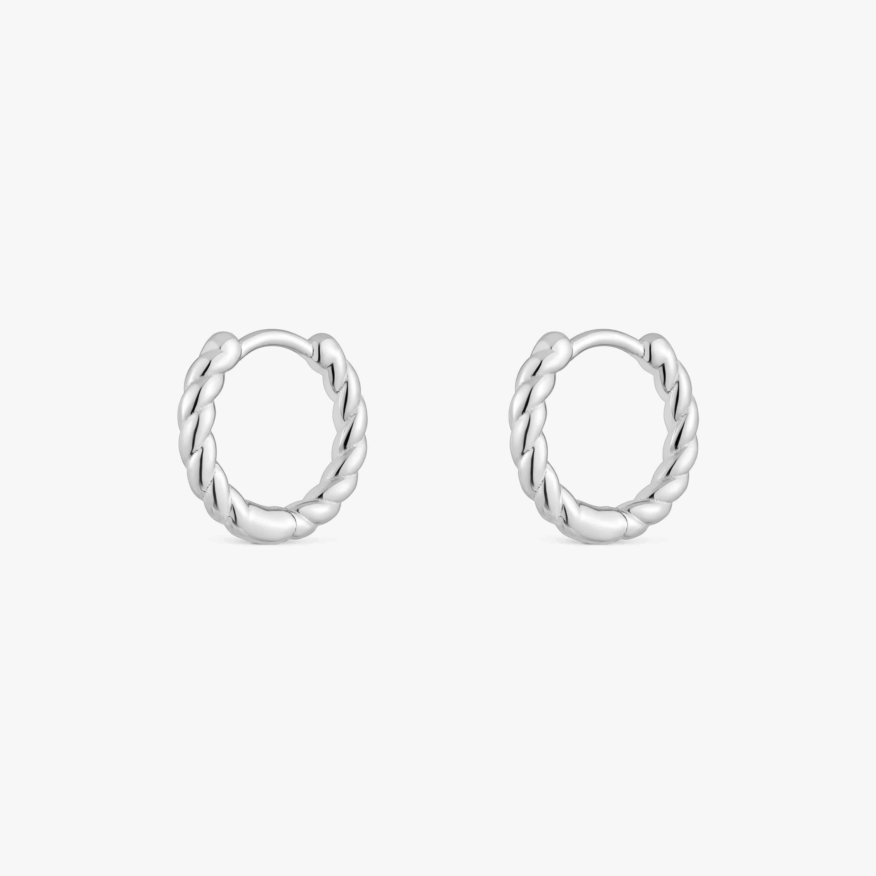 Basics 10 mm silver short braided Earrings