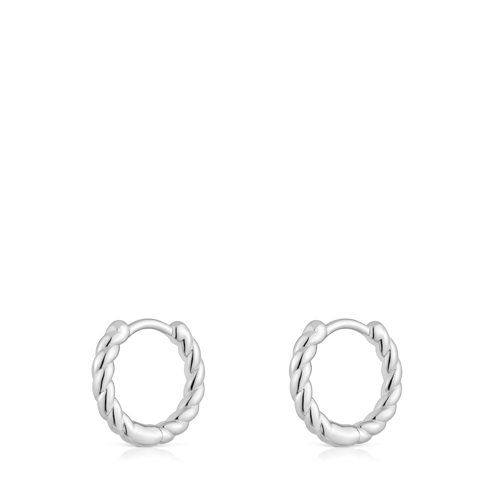 Basics 10 mm silver short braided Earrings Basics 10 mm silver short braided Earrings