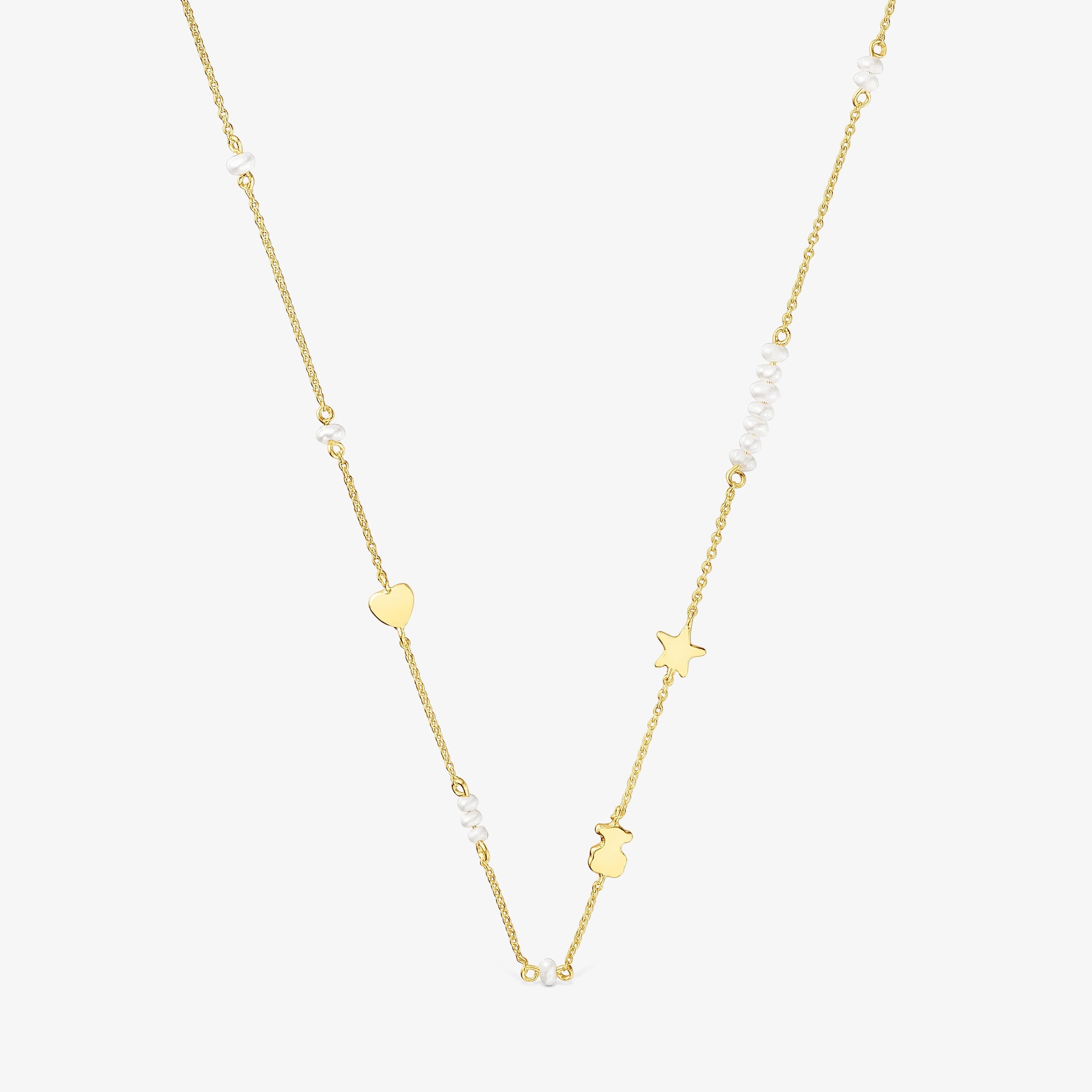 Sweet Dolls 18K solid gold Choker with motifs and cultured pearls