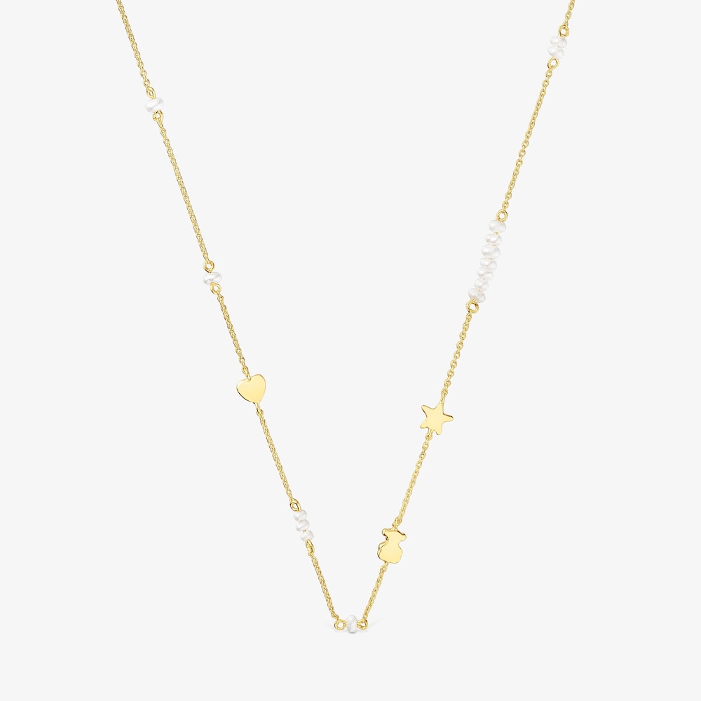 Sweet Dolls 18K solid gold Choker with motifs and cultured pearls